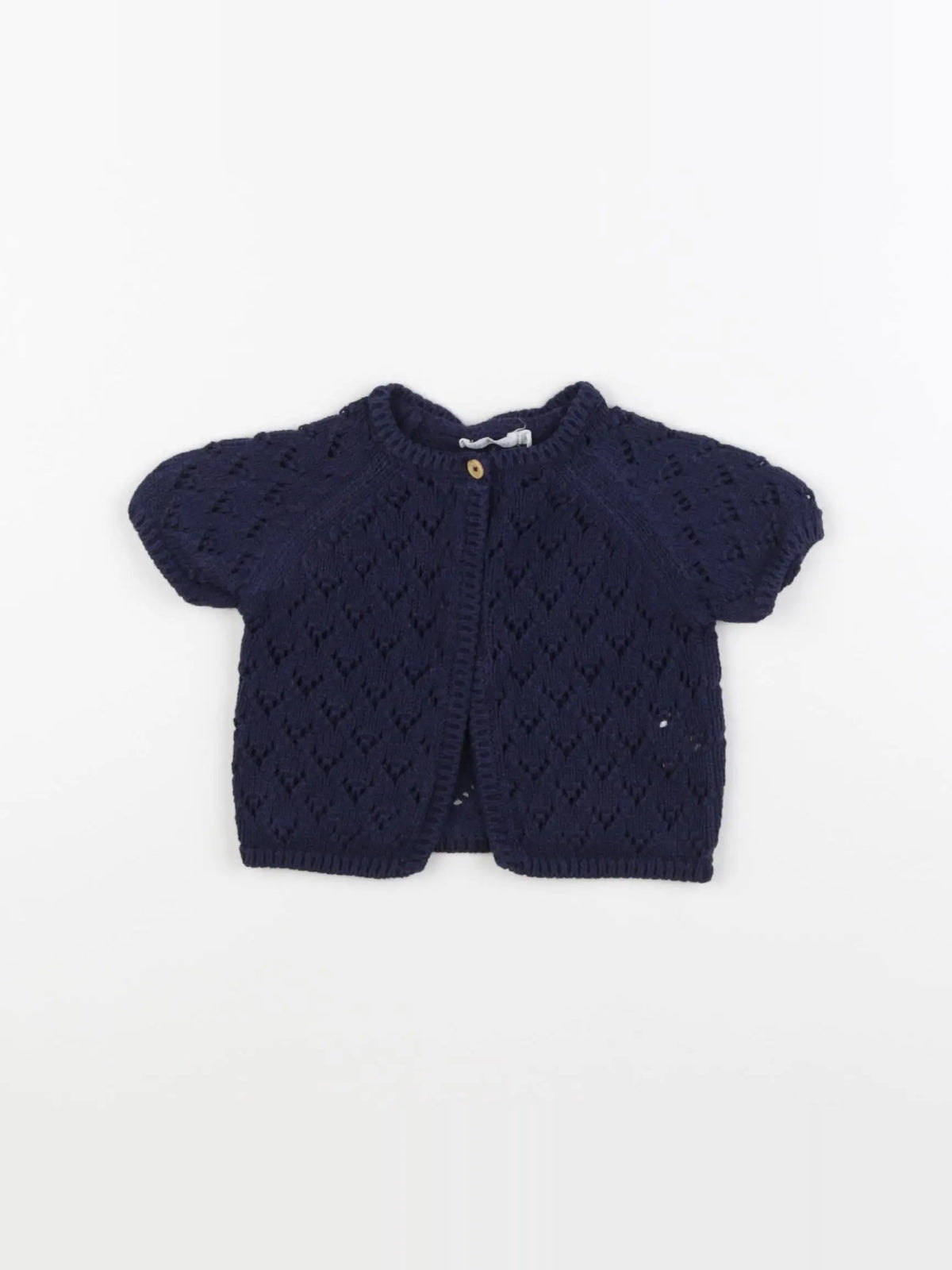 Boutchou - gilet ajouré bleu - 6 mois