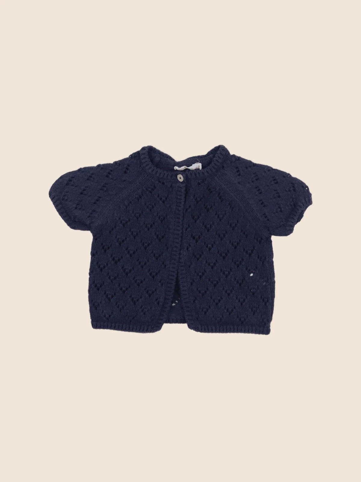 Boutchou - gilet ajouré bleu - 6 mois