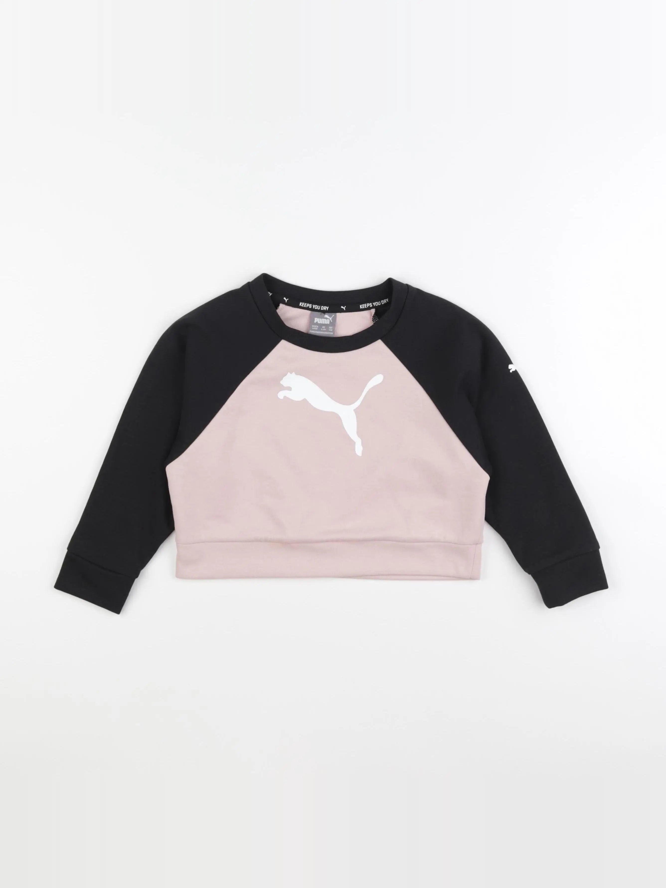 Puma - sweat court rose, noir - 4/5 ans