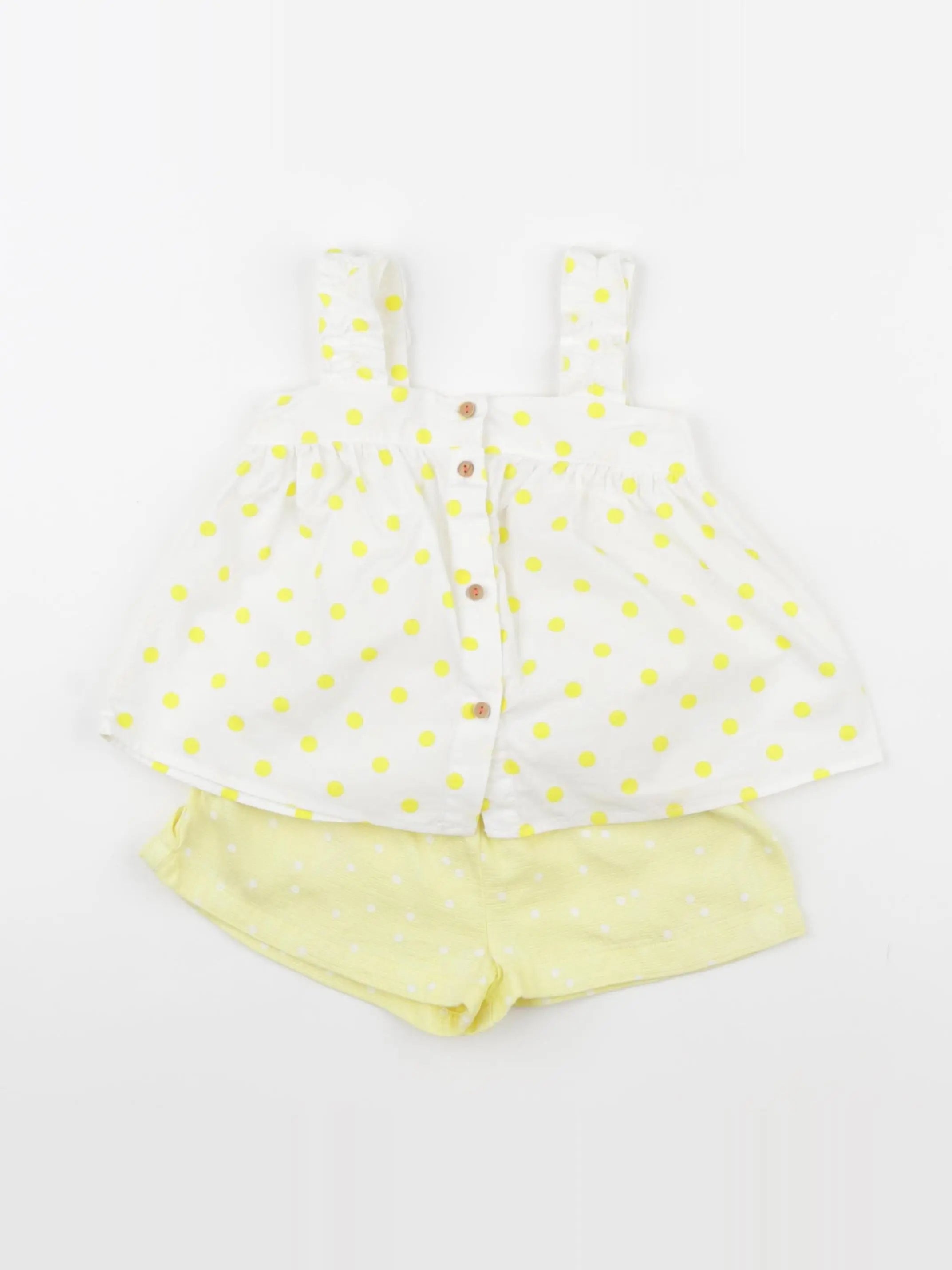 Zara - ensemble blanc, jaune - 12/18 mois