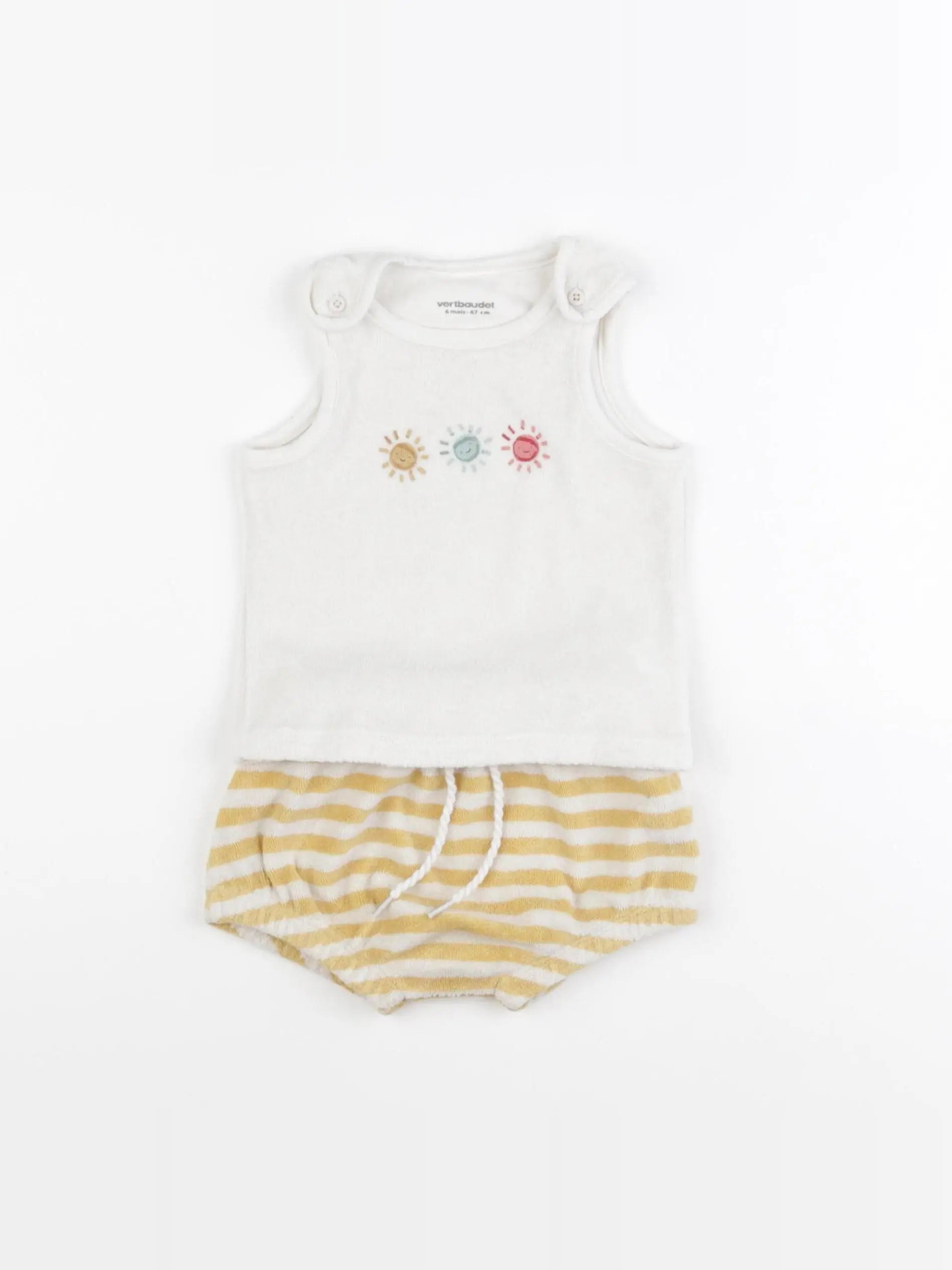 Vertbaudet - ensemble blanc, jaune - 6 mois