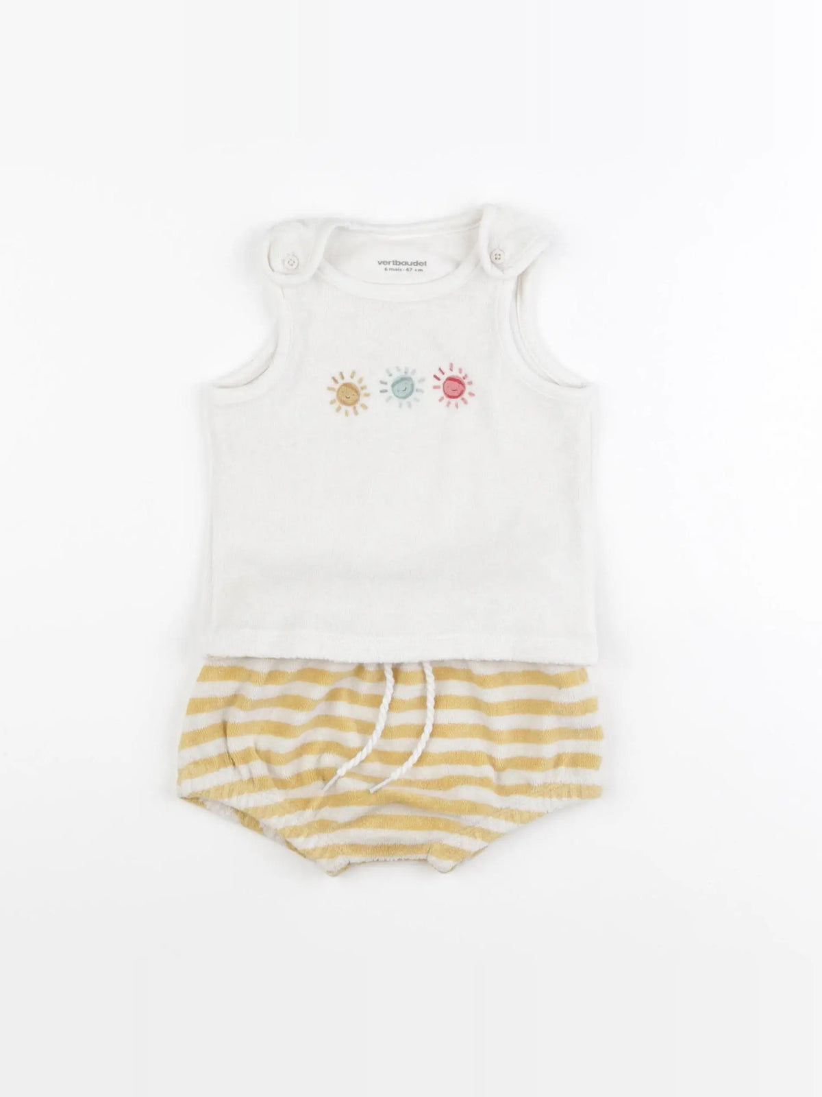 Vertbaudet - ensemble blanc, jaune - 6 mois