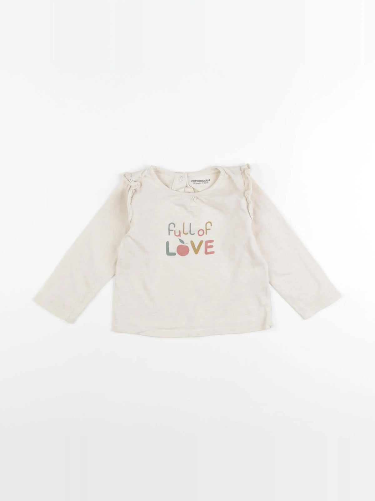 Vertbaudet - tee-shirt beige - 12 mois