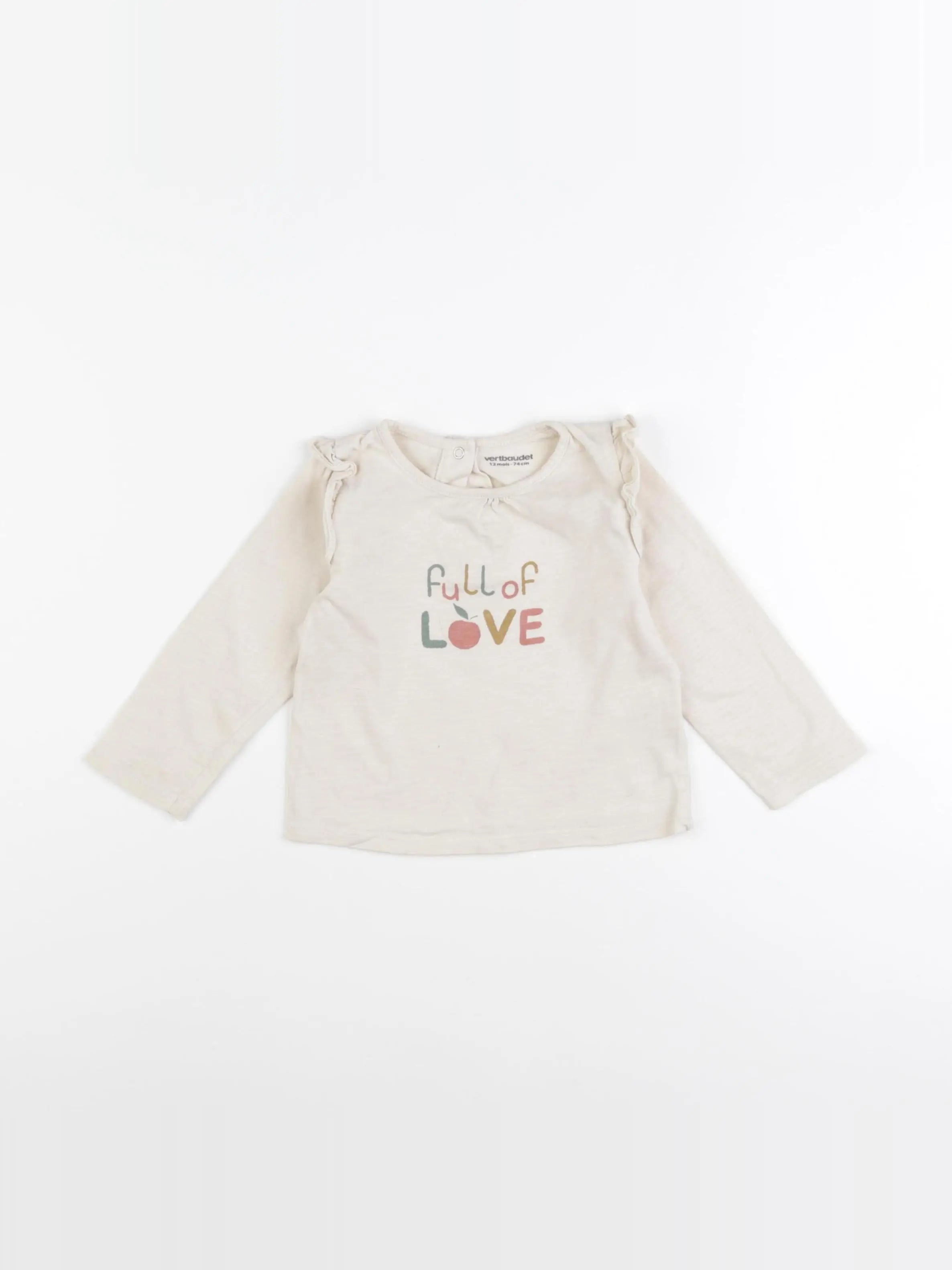 Vertbaudet - tee-shirt beige - 12 mois