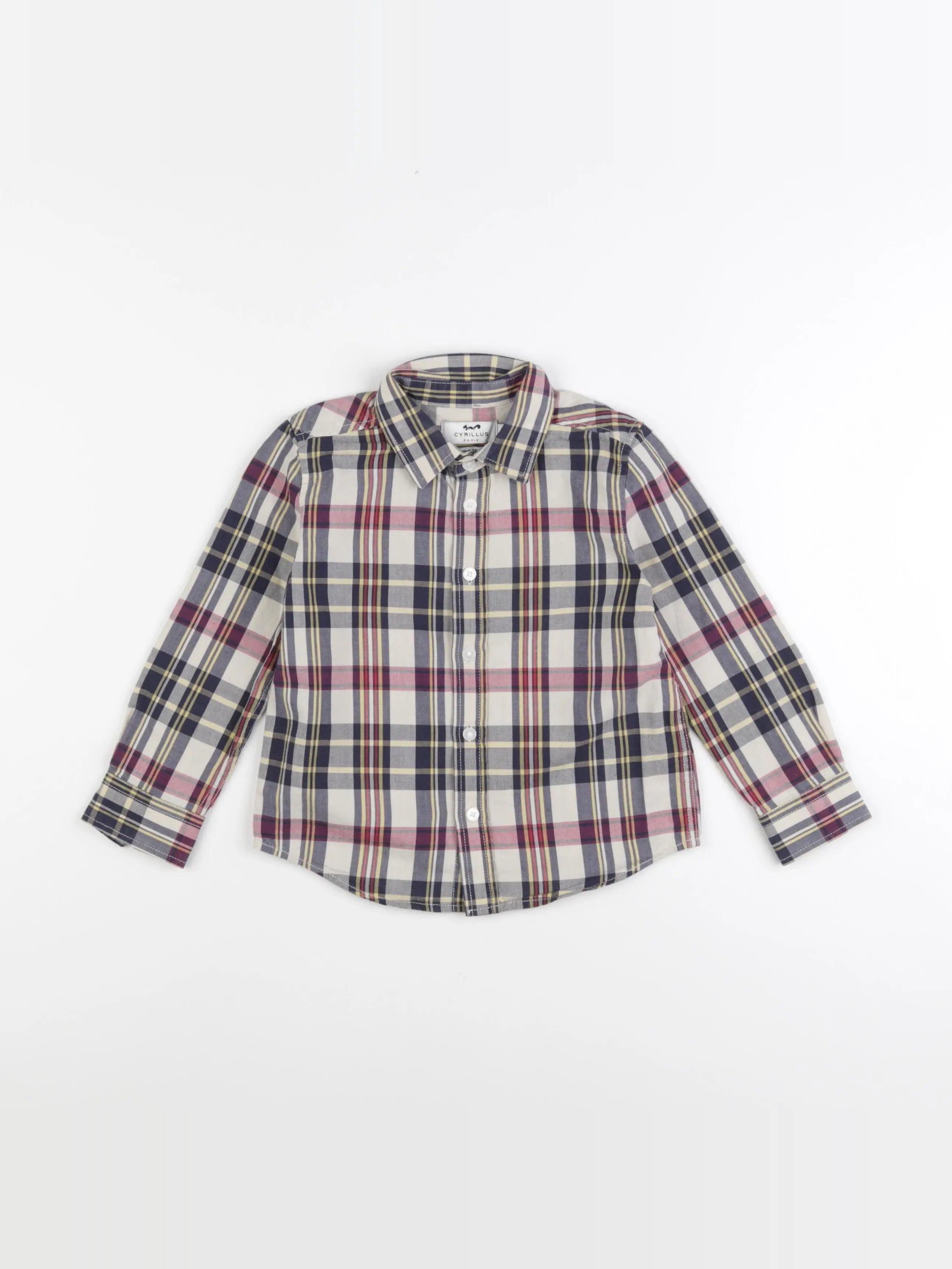 Cyrillus - chemise bleu, beige - 3 ans