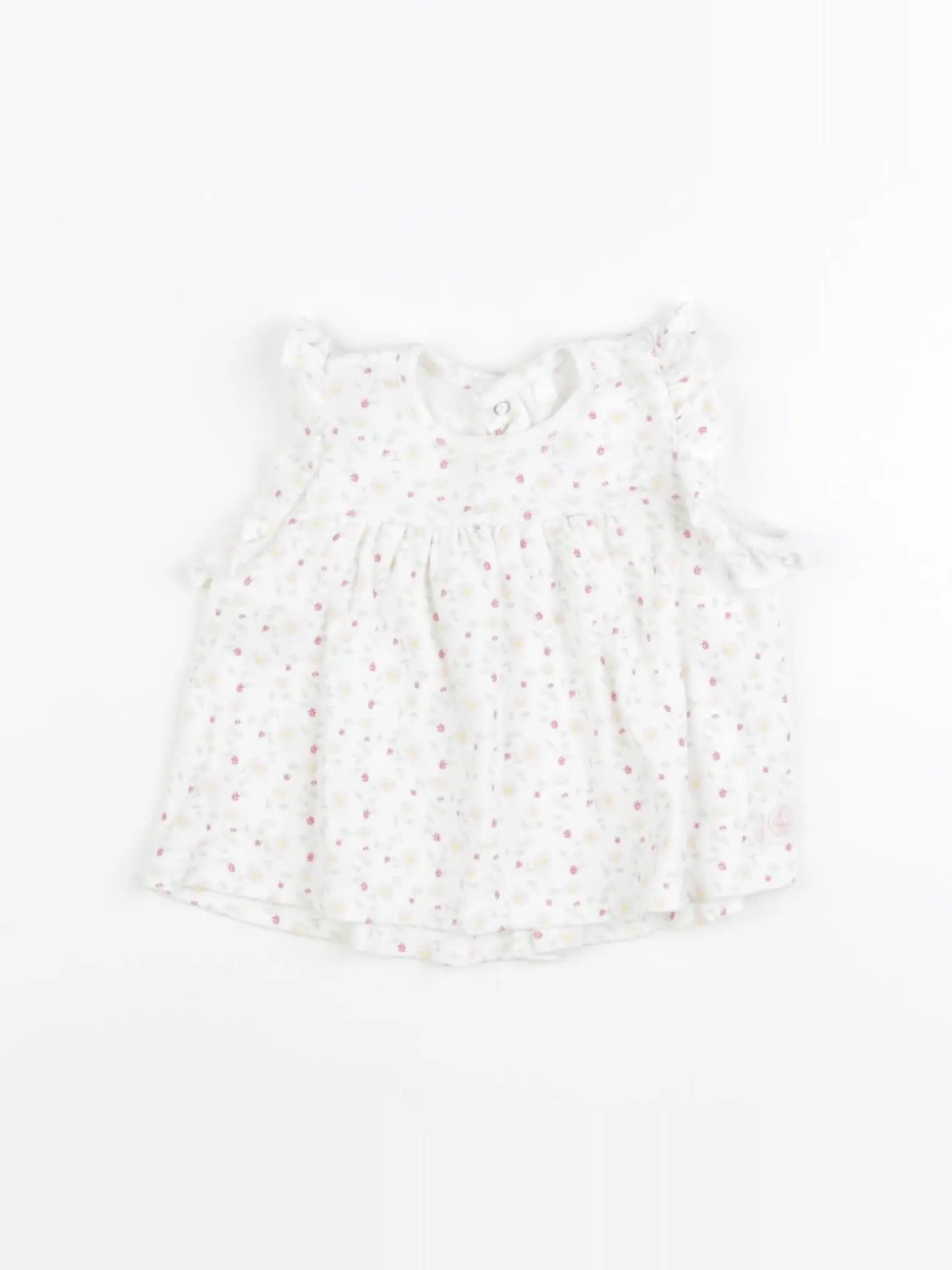 Petit Bateau - tee-shirt blanc, vert - 6 mois