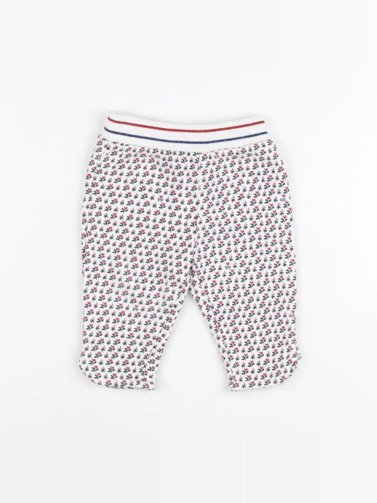 Petit Bateau - jogging blanc, rouge - 6 mois