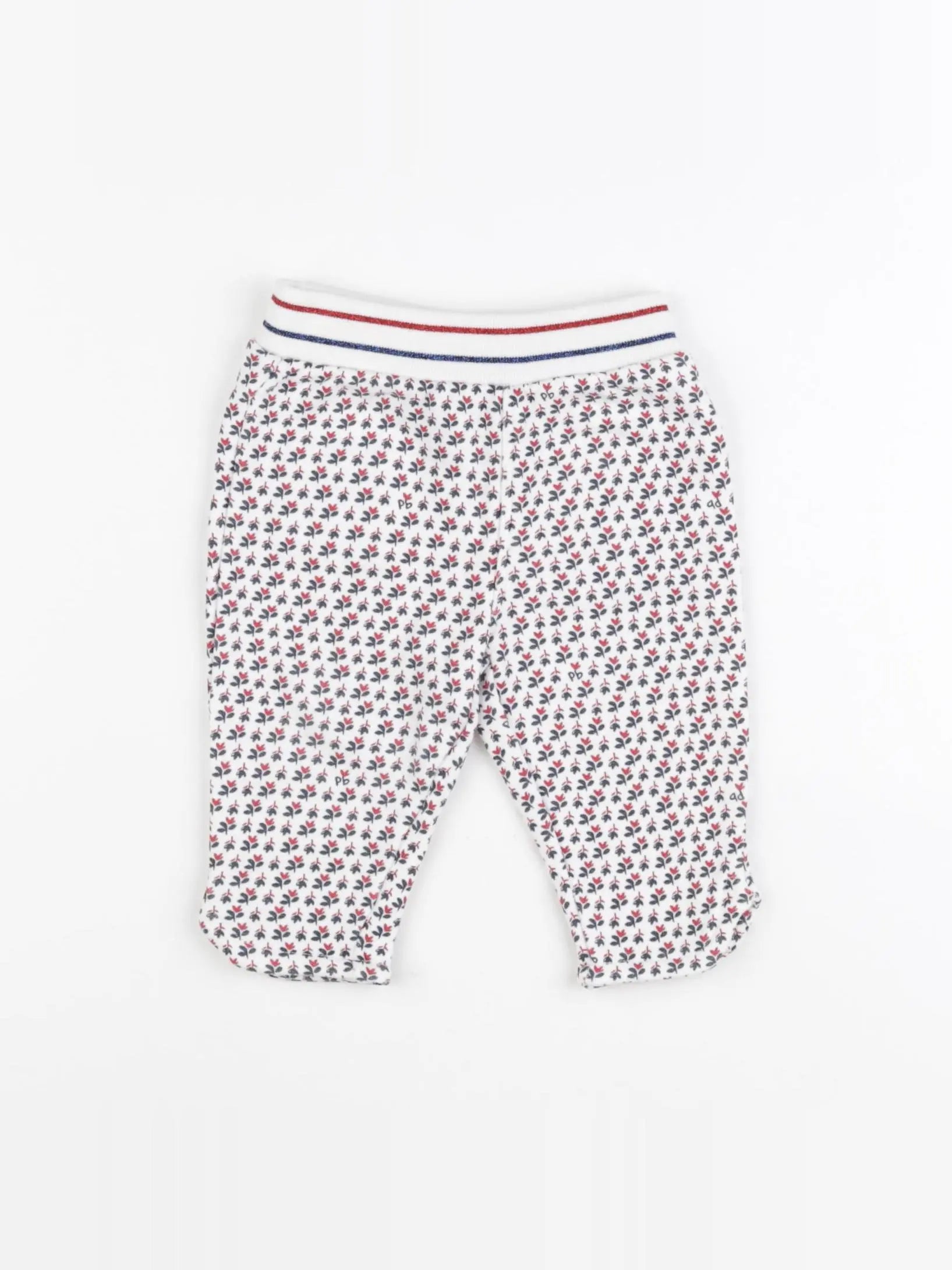 Petit Bateau - jogging blanc, rouge - 6 mois