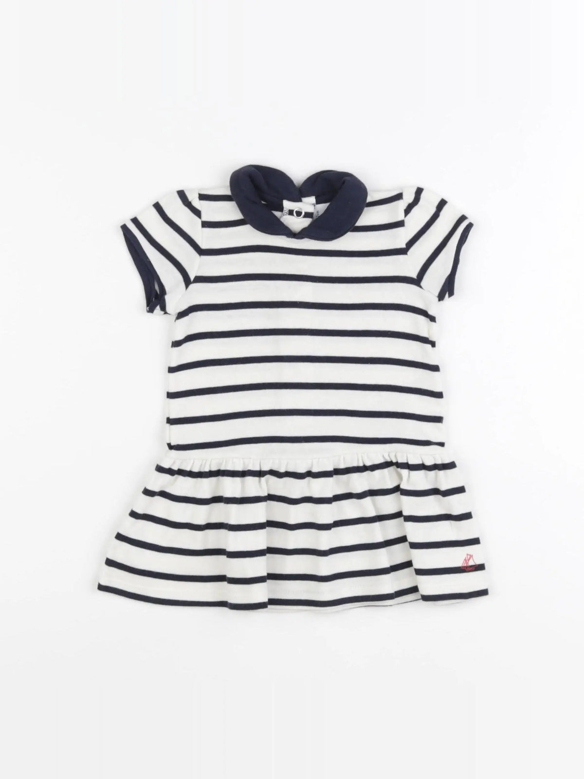 Petit Bateau - robe blanc, bleu - 6 mois