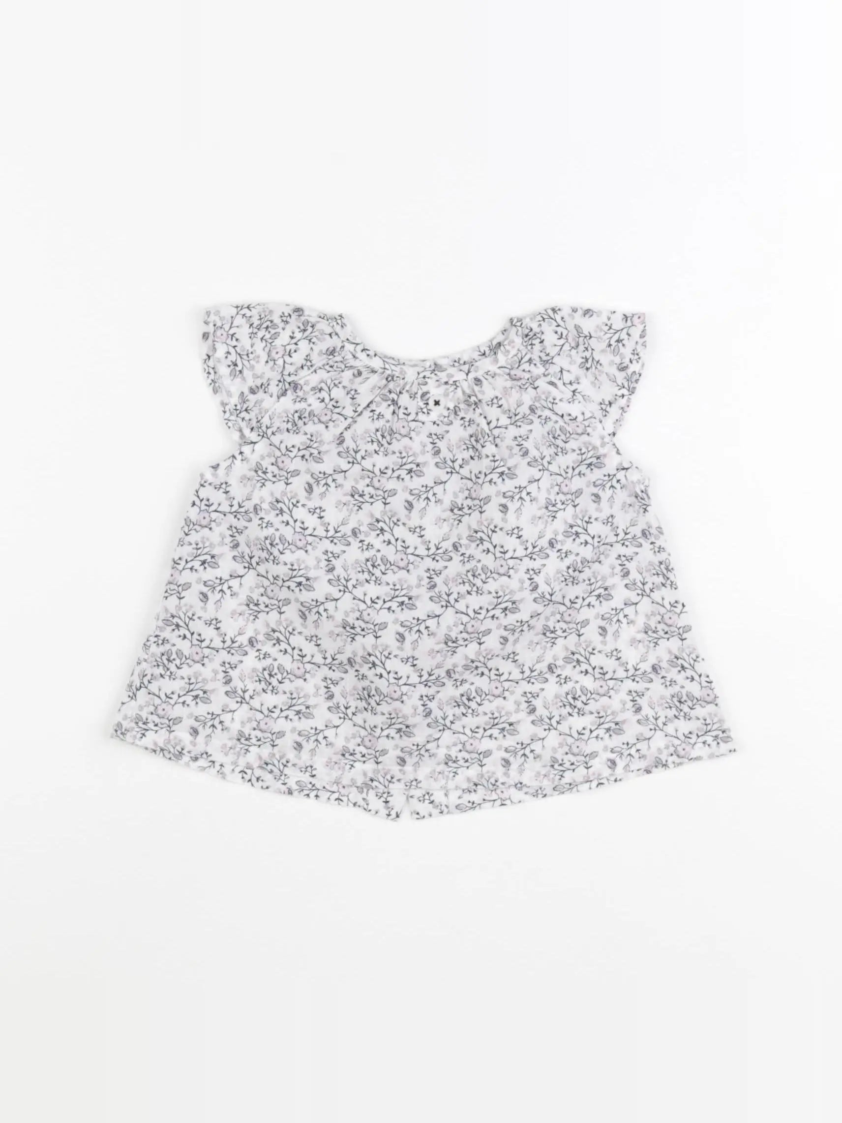 Boutchou - blouse blanc, rose - 3 mois