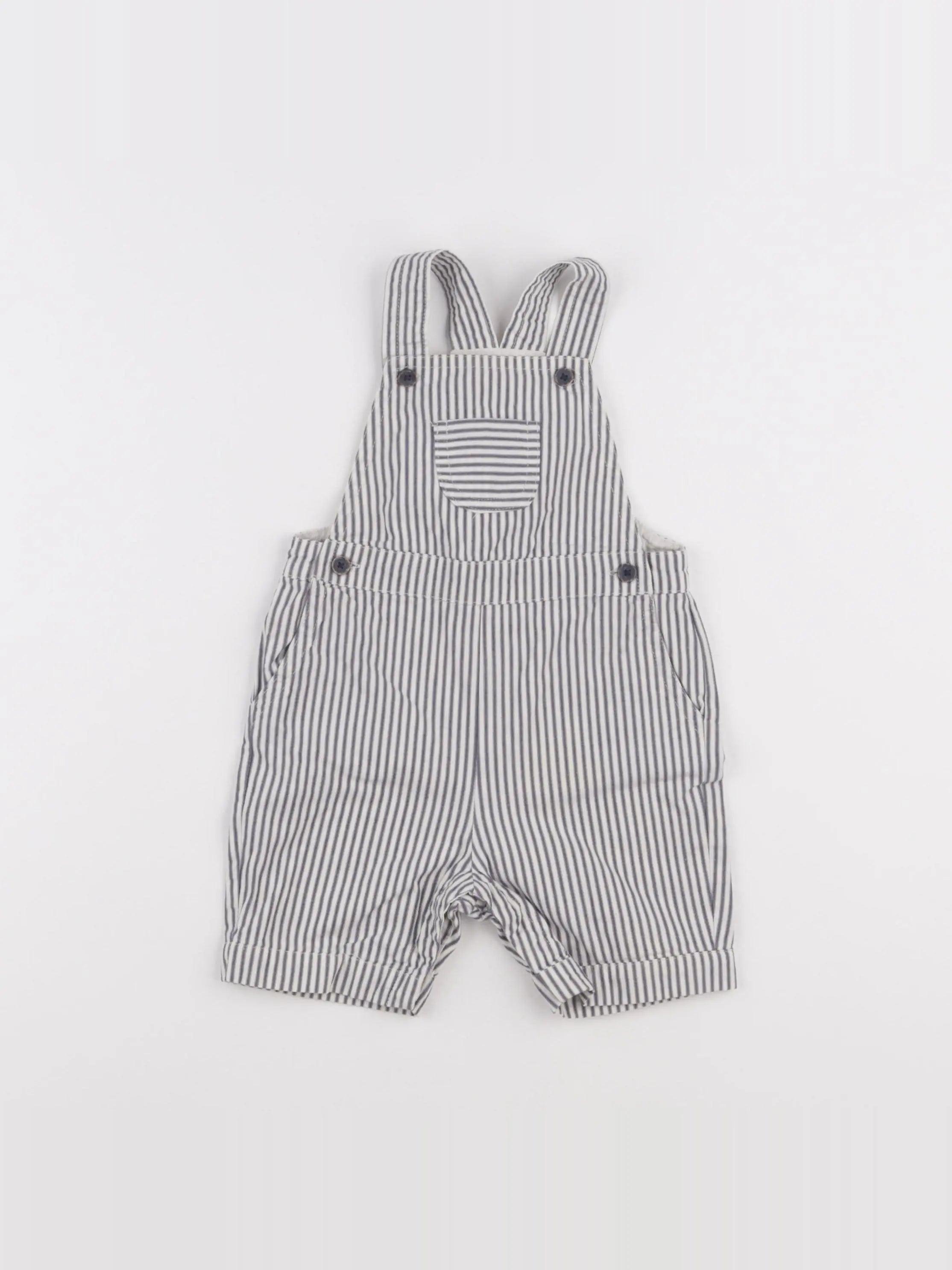 Cyrillus - salopette bleu, blanc - 12 mois