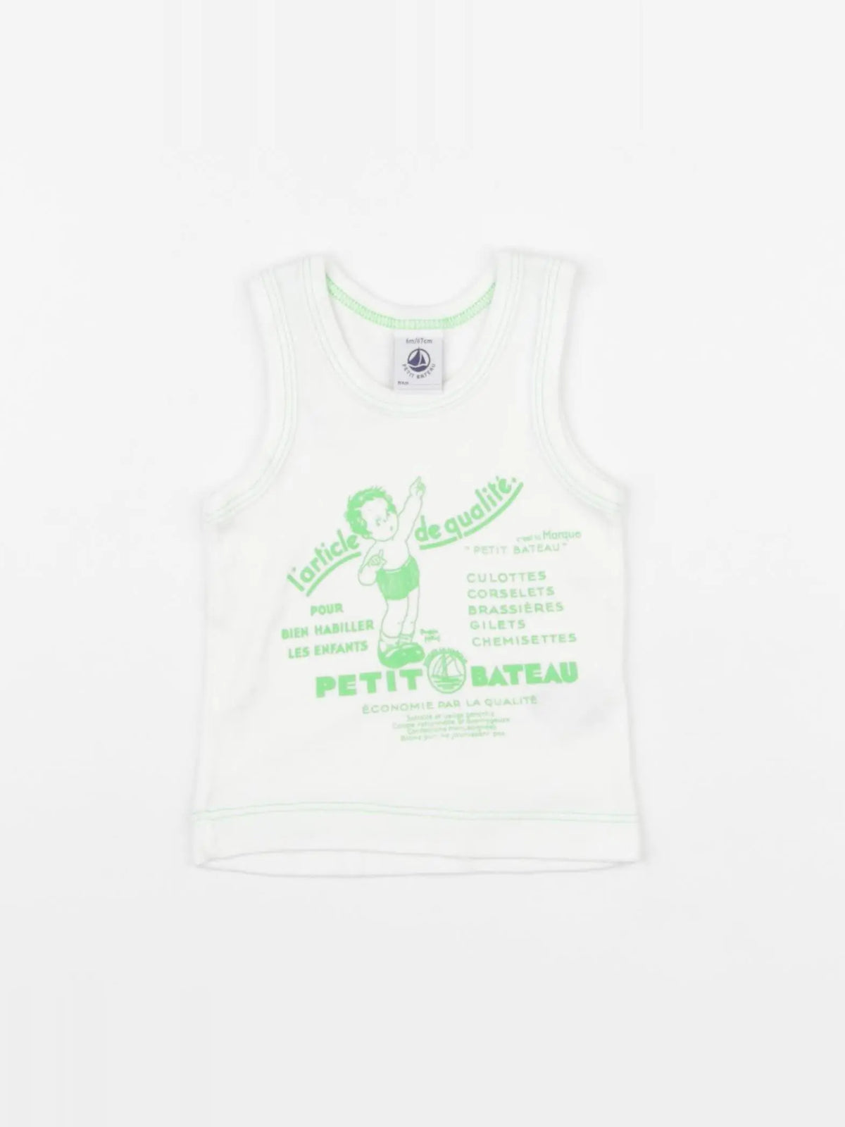 Petit Bateau - débardeur vert - 6 mois