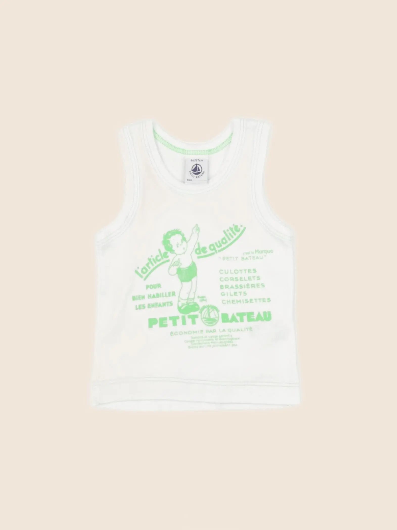 Petit Bateau - débardeur vert - 6 mois