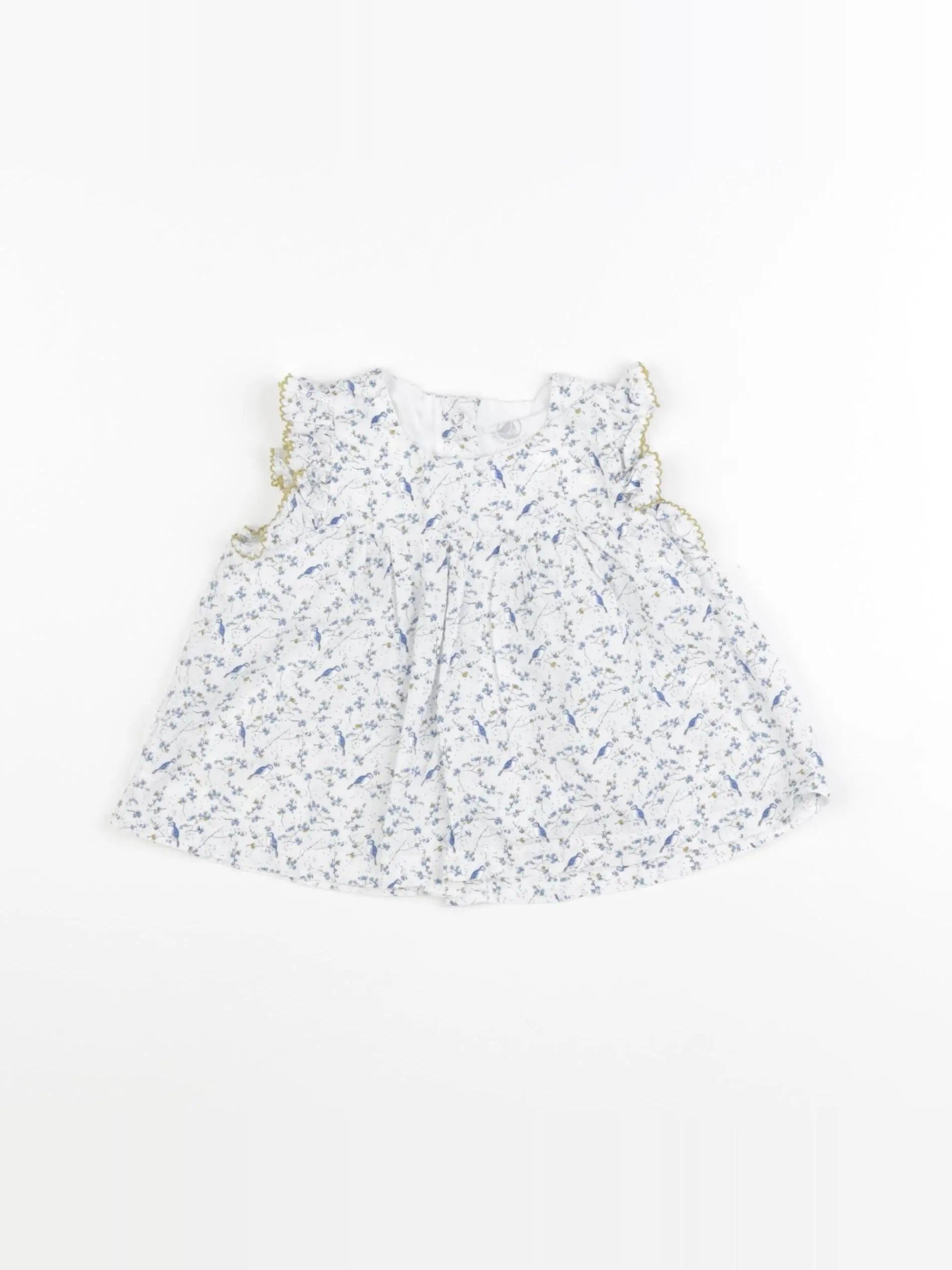 Petit Bateau - blouse bleu - 12 mois