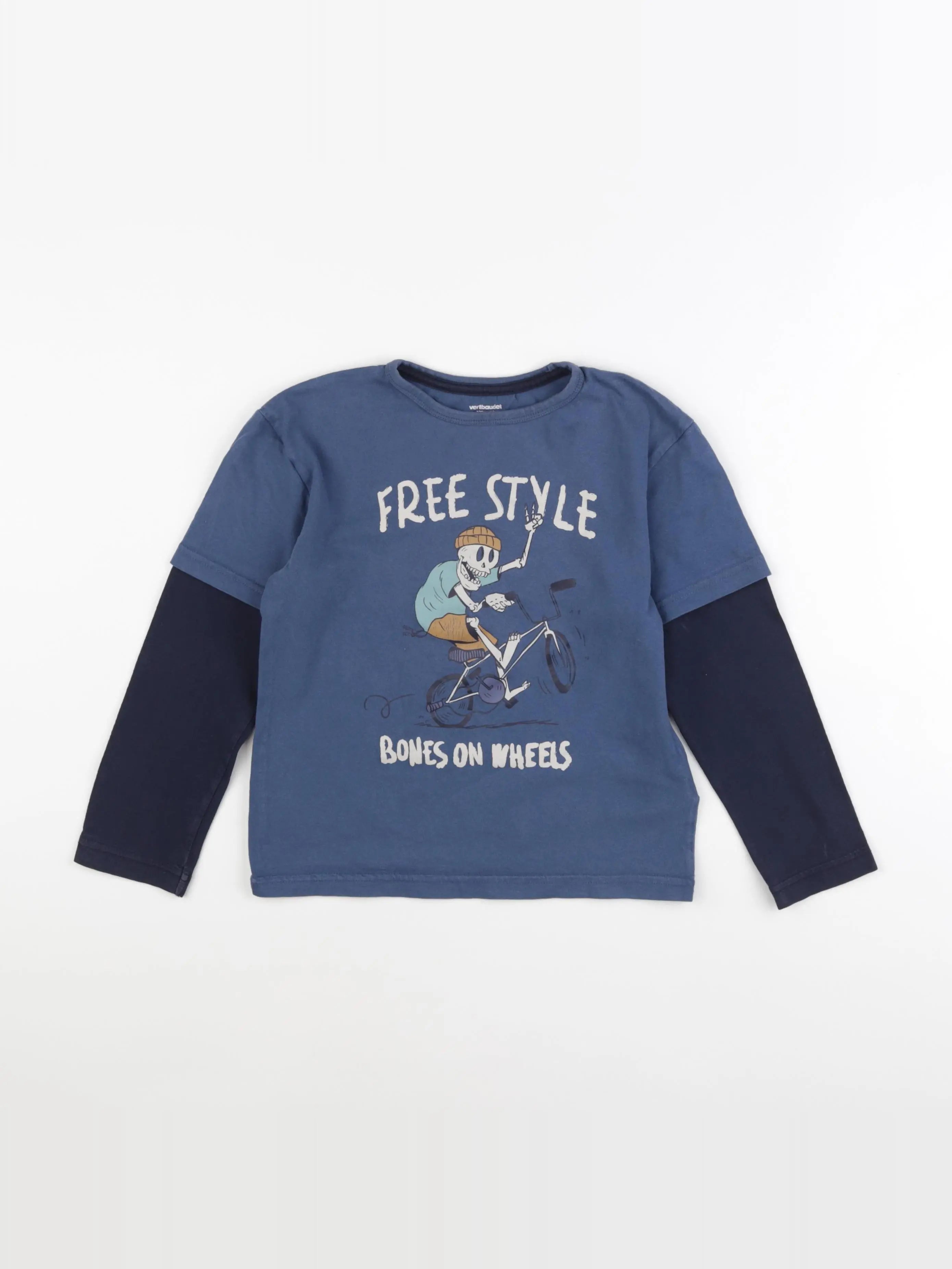 Vertbaudet - tee-shirt bleu - 8 ans