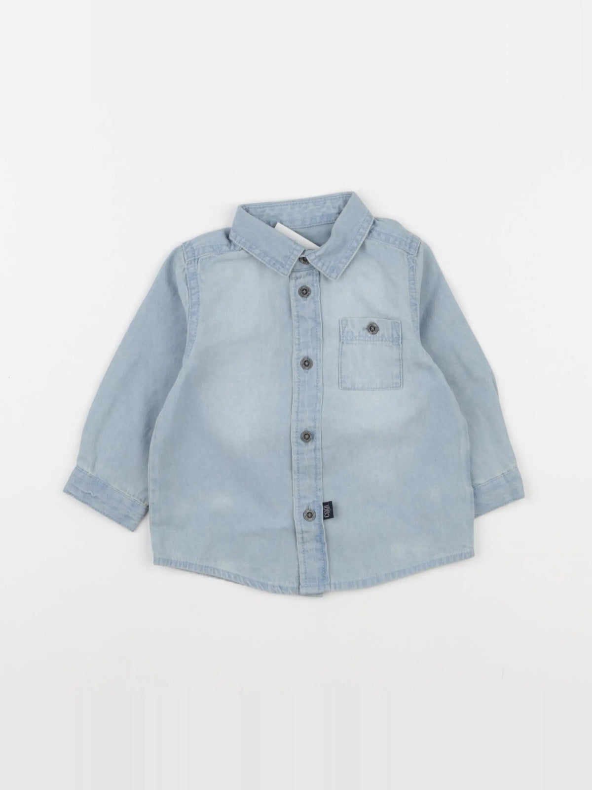 Vertbaudet - chemise bleu - 9 mois