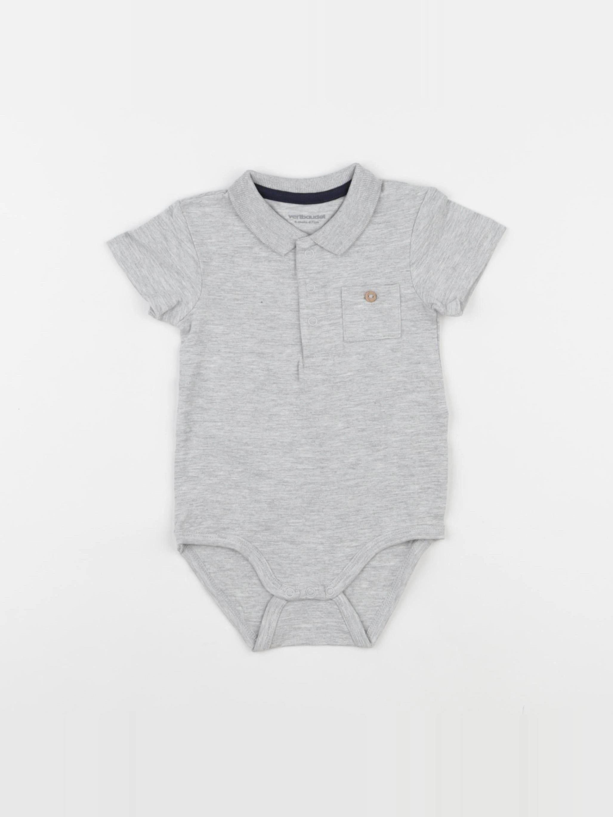 Vertbaudet - body à col gris - 6 mois