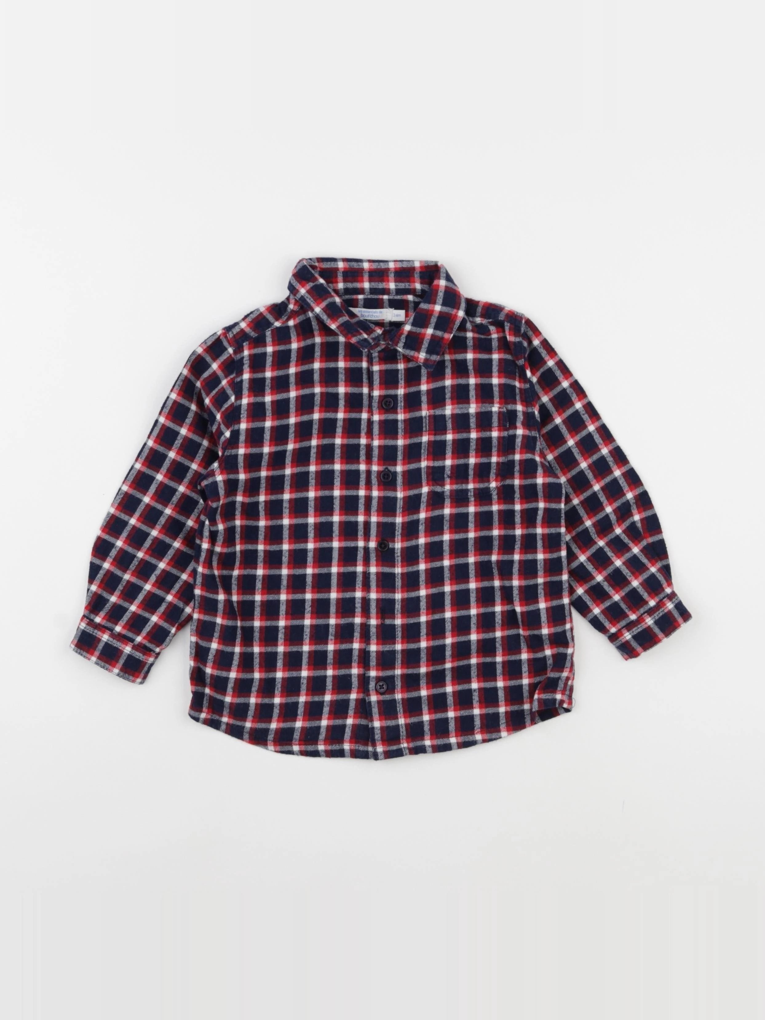 Boutchou - chemise bleu, rouge - 24 mois