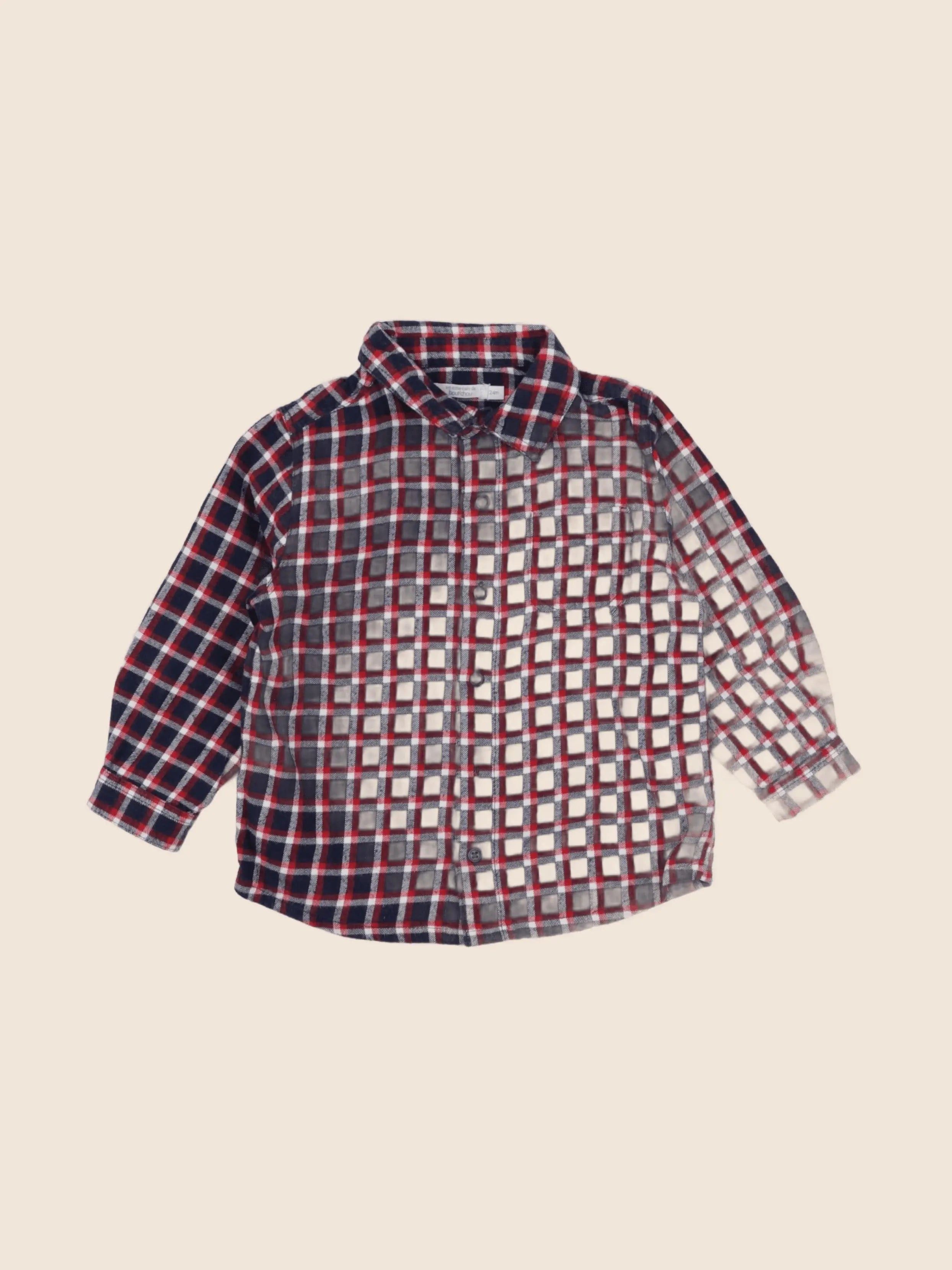 Boutchou - chemise bleu, rouge - 24 mois