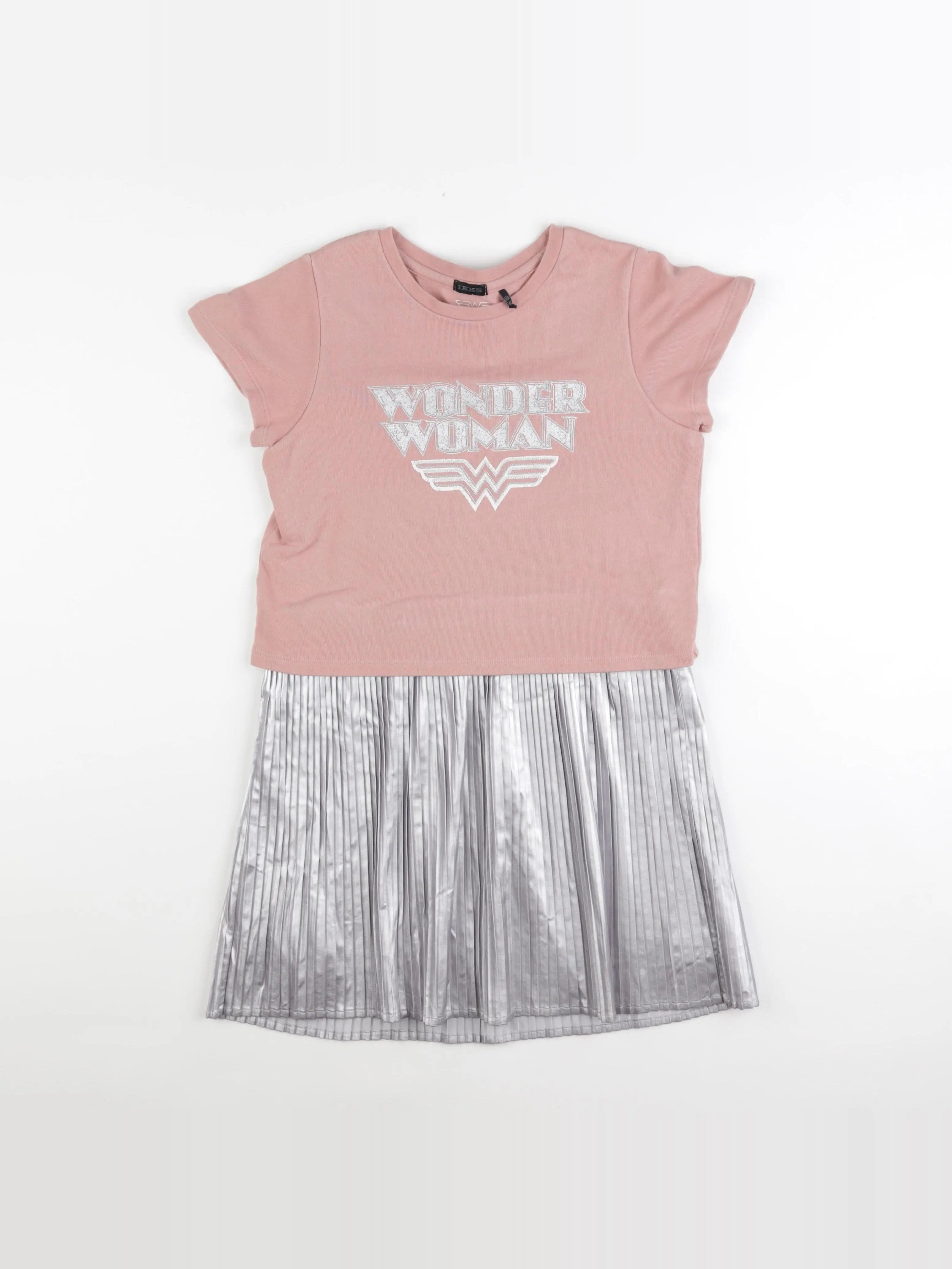 IKKS - robe argent, rose - 10 ans