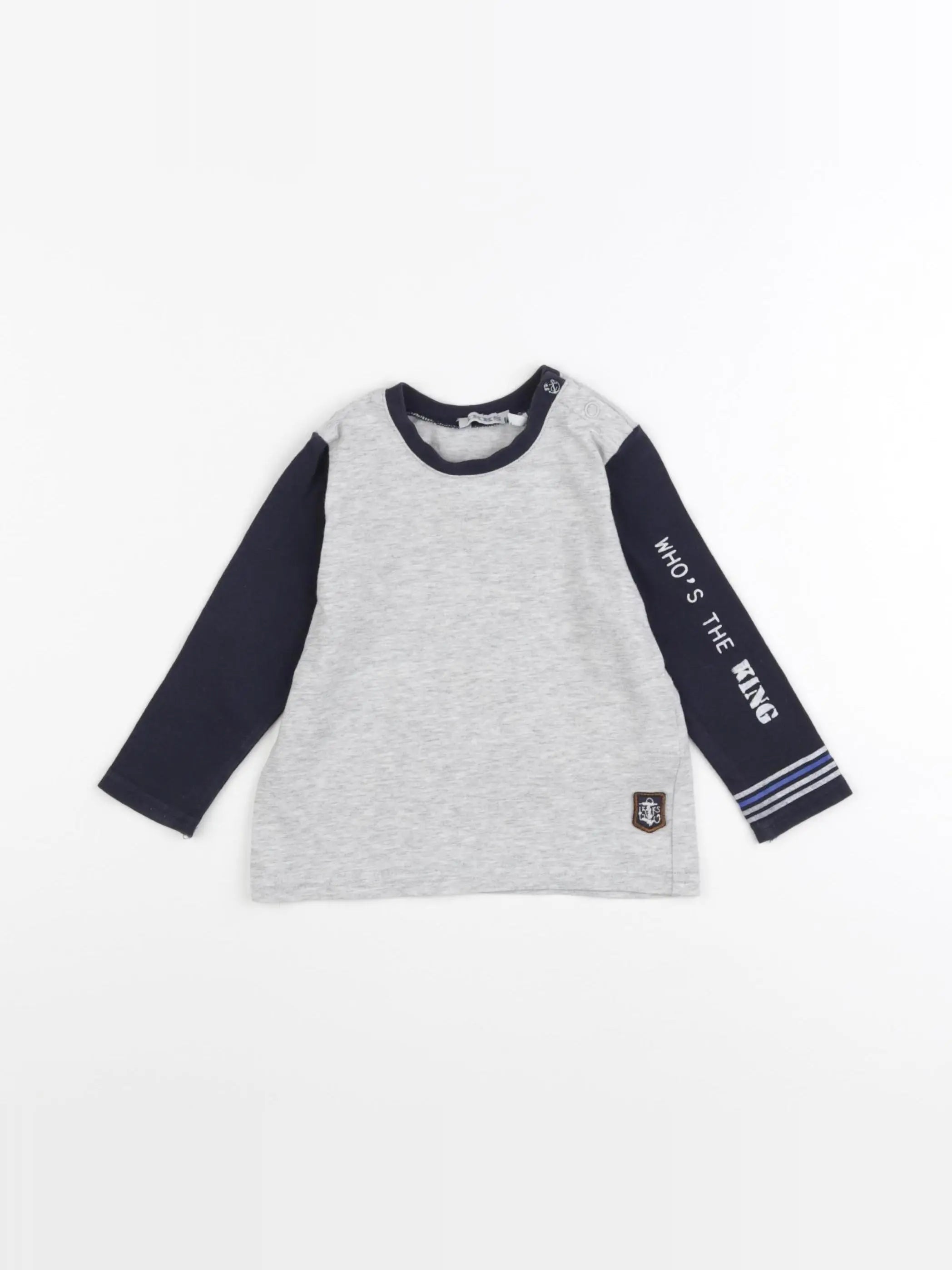 IKKS - tee-shirt gris, bleu - 12 mois