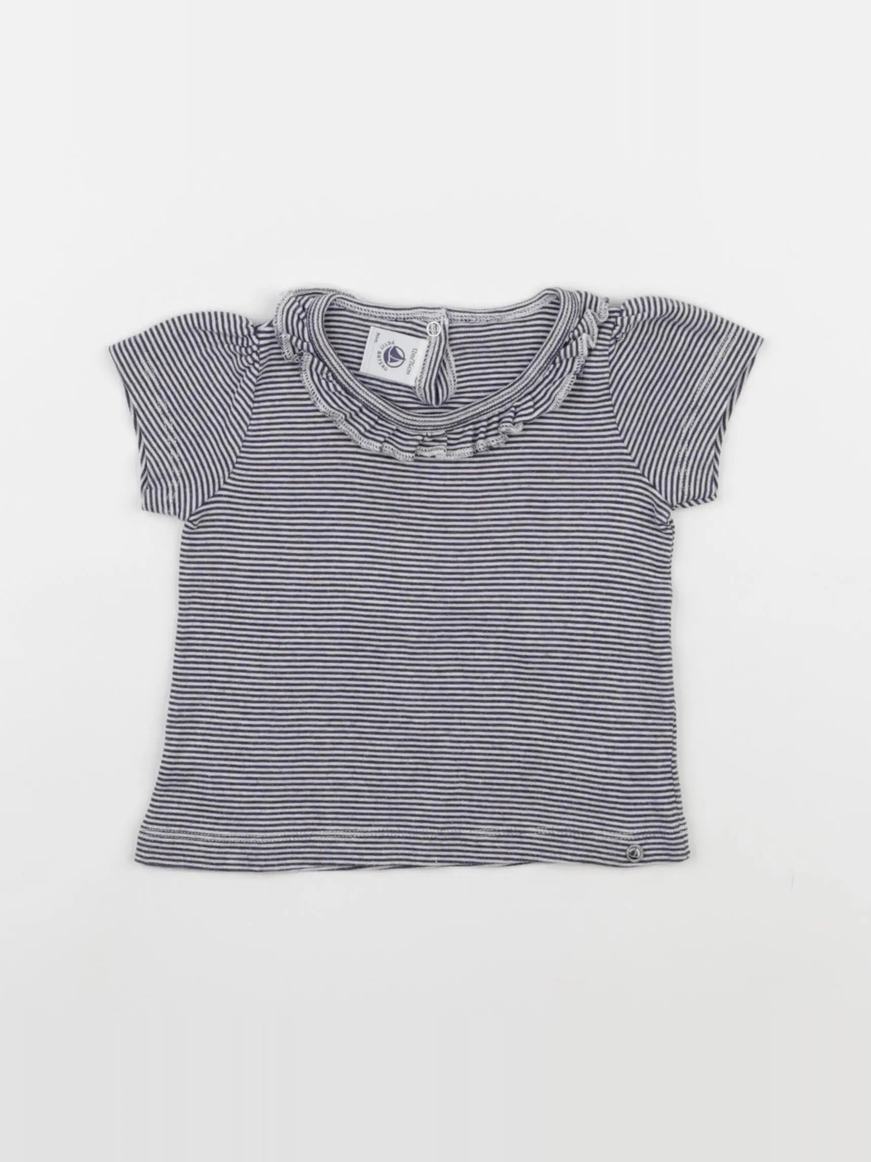 Petit Bateau - tee-shirt bleu - 12 mois