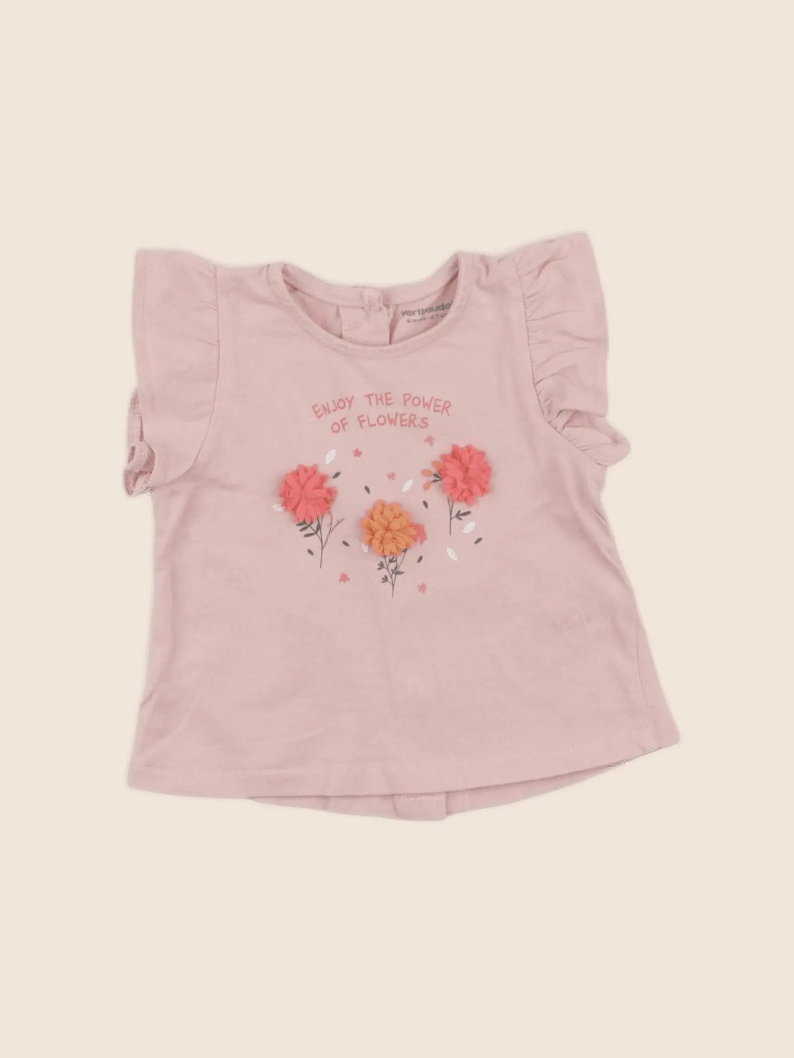 Vertbaudet - tee-shirt rose - 6 mois