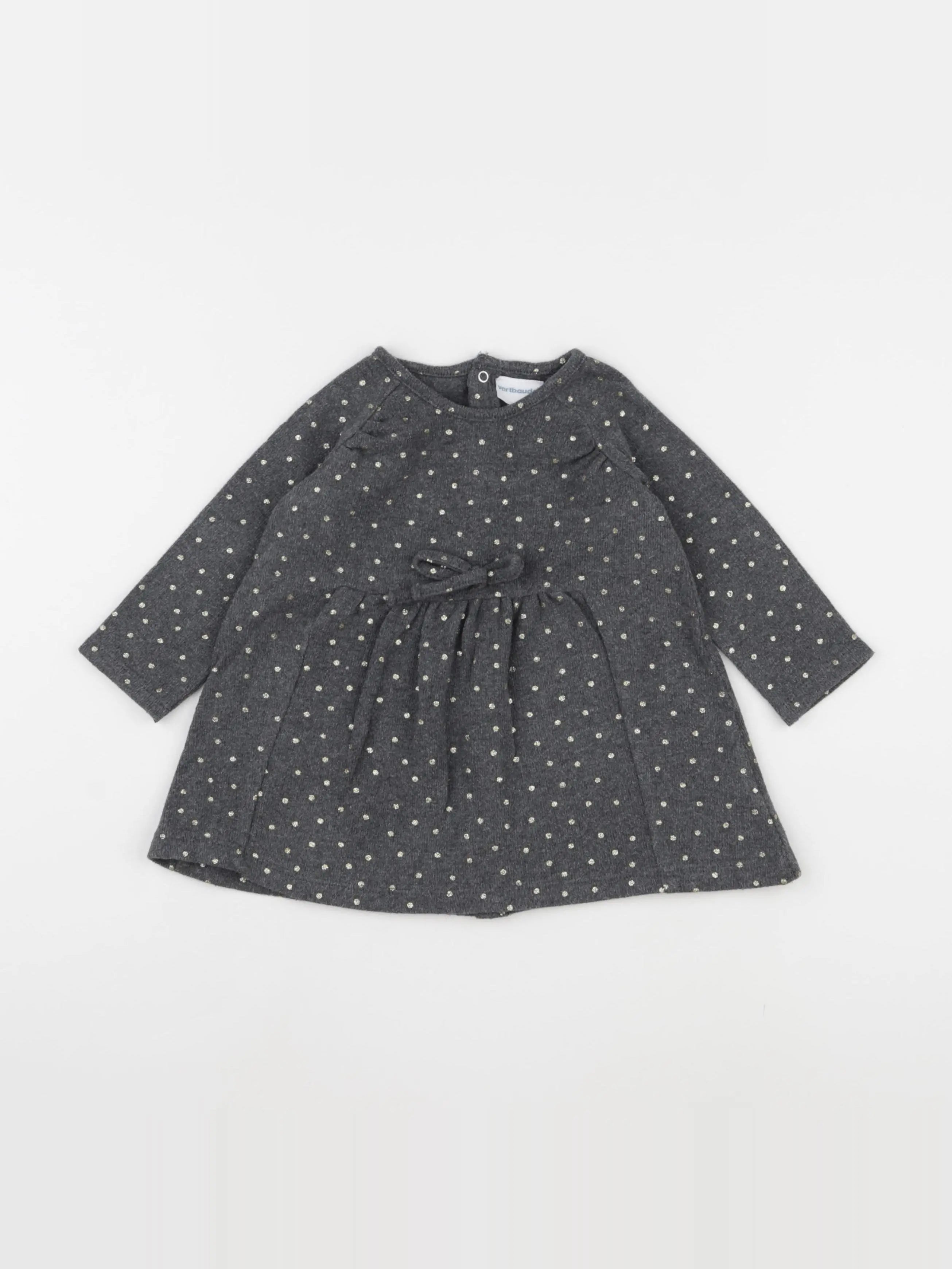Vertbaudet - robe gris, or - 12 mois