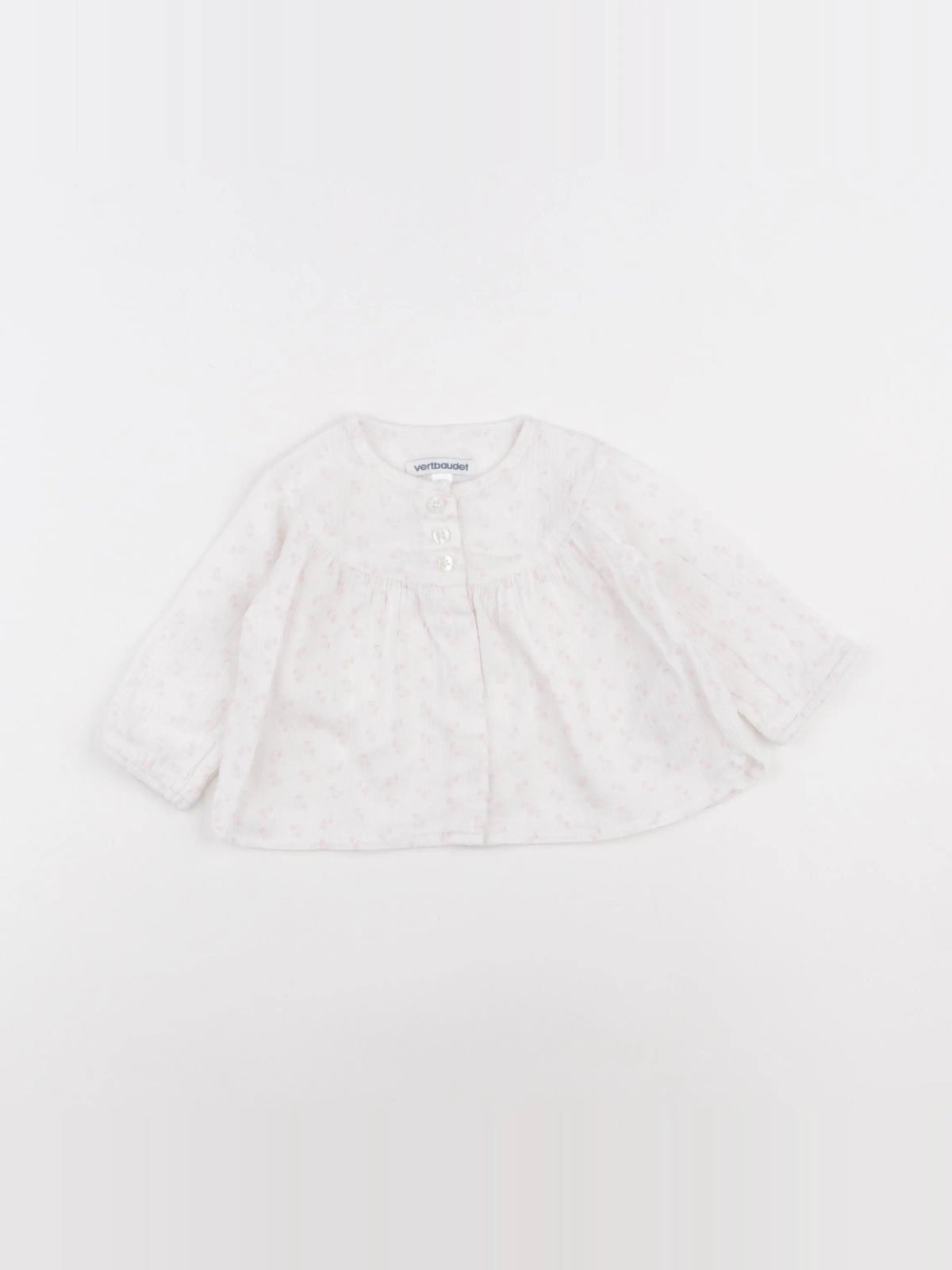 Vertbaudet - blouse blanc, rose - 6 mois