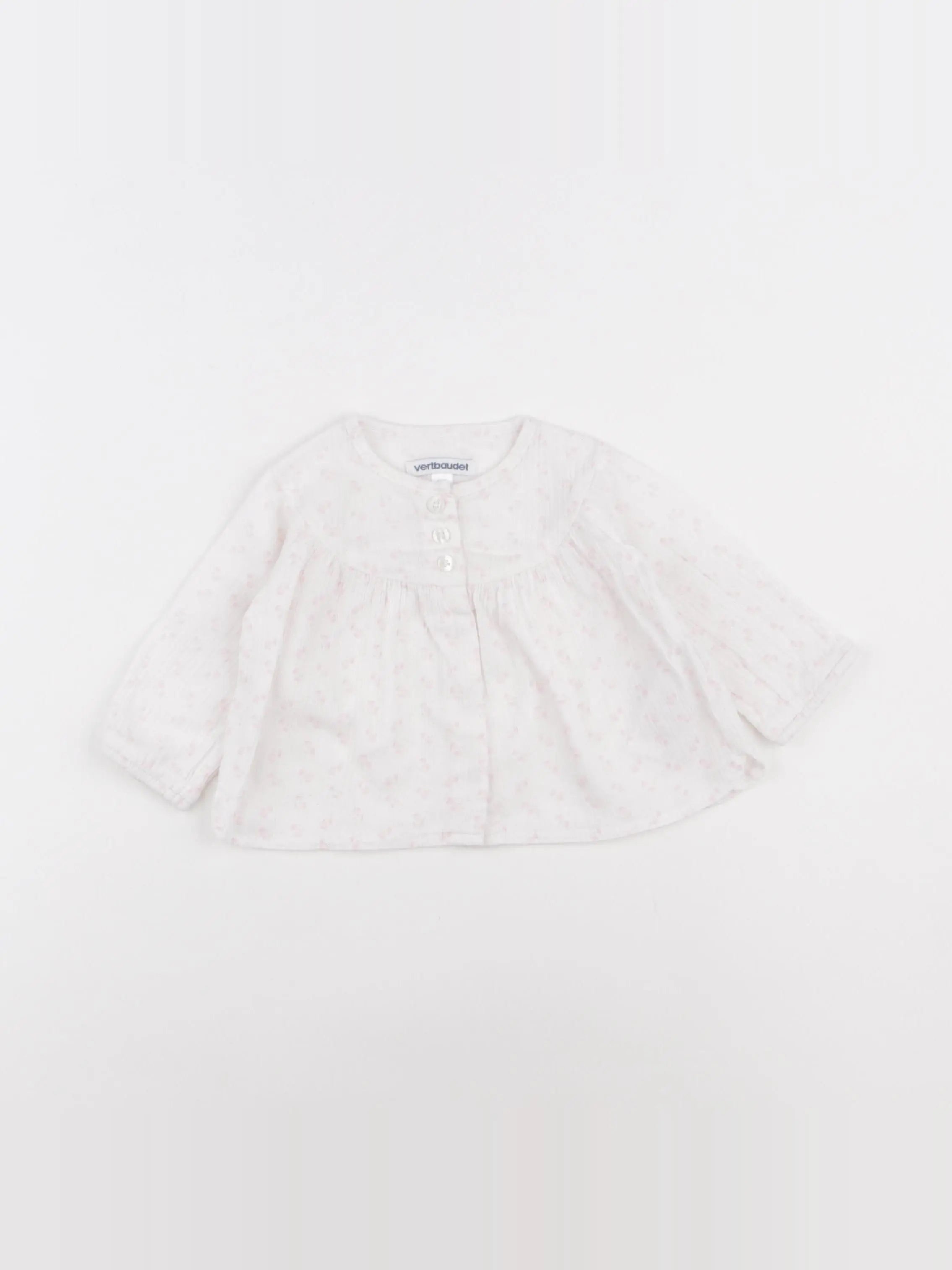 Vertbaudet - blouse blanc, rose - 6 mois