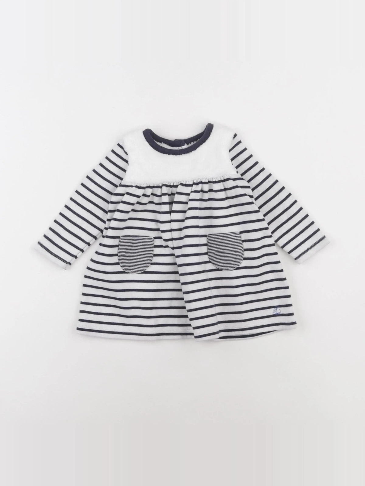 Petit Bateau - robe bleu, blanc - 6 mois