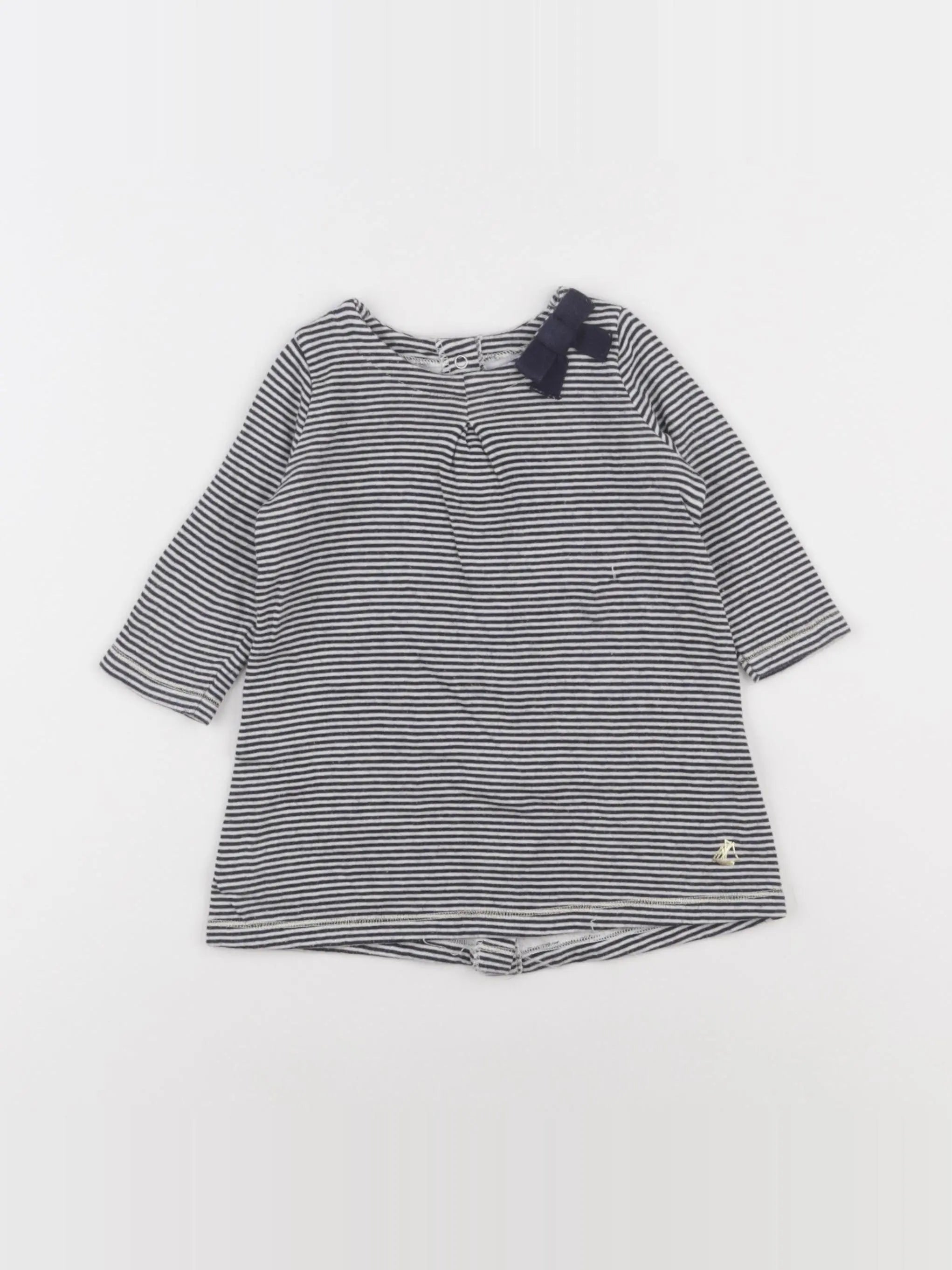 Petit Bateau - robe blanc, bleu - 6 mois