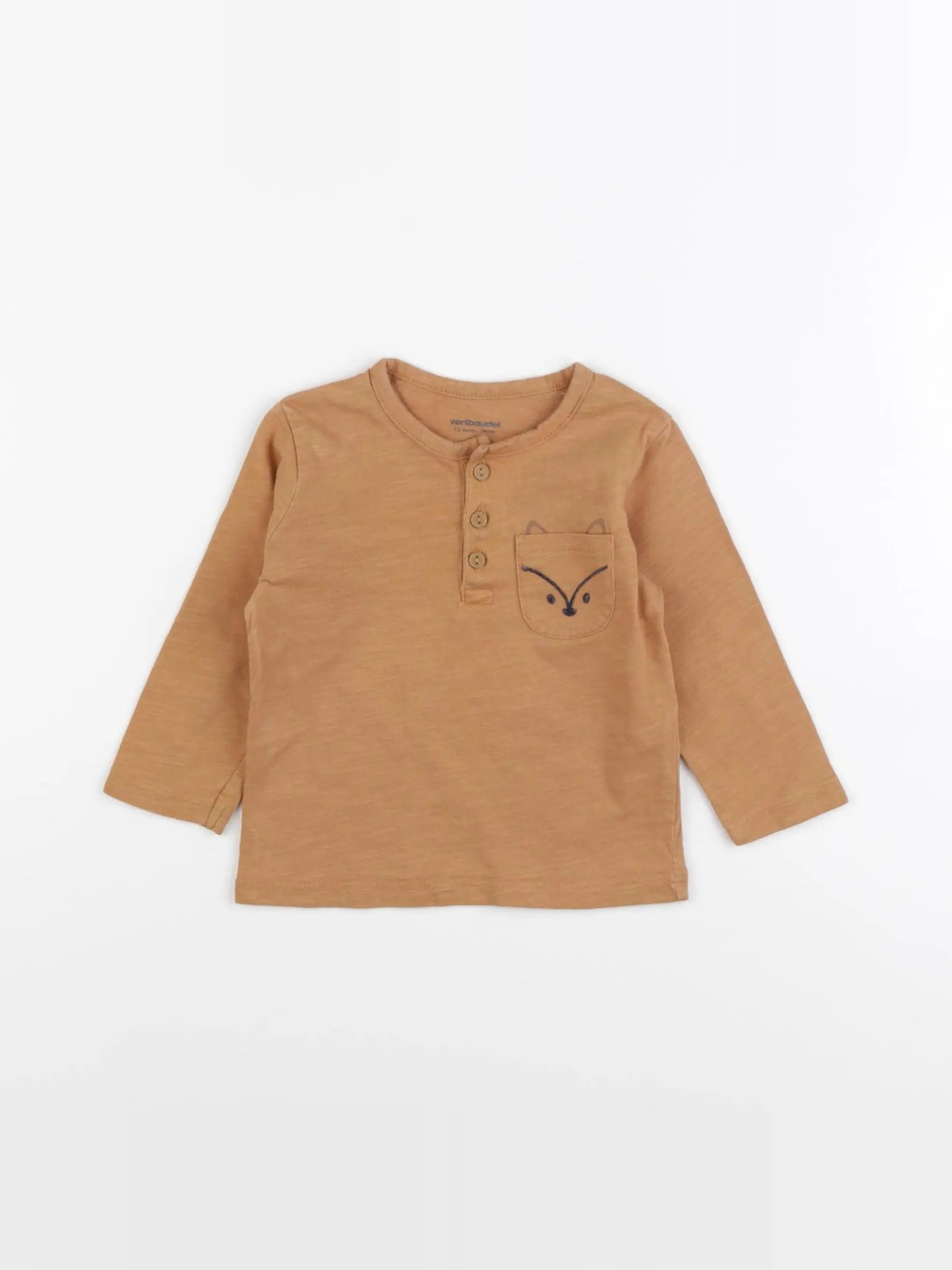 Vertbaudet - tee-shirt marron - 12 mois