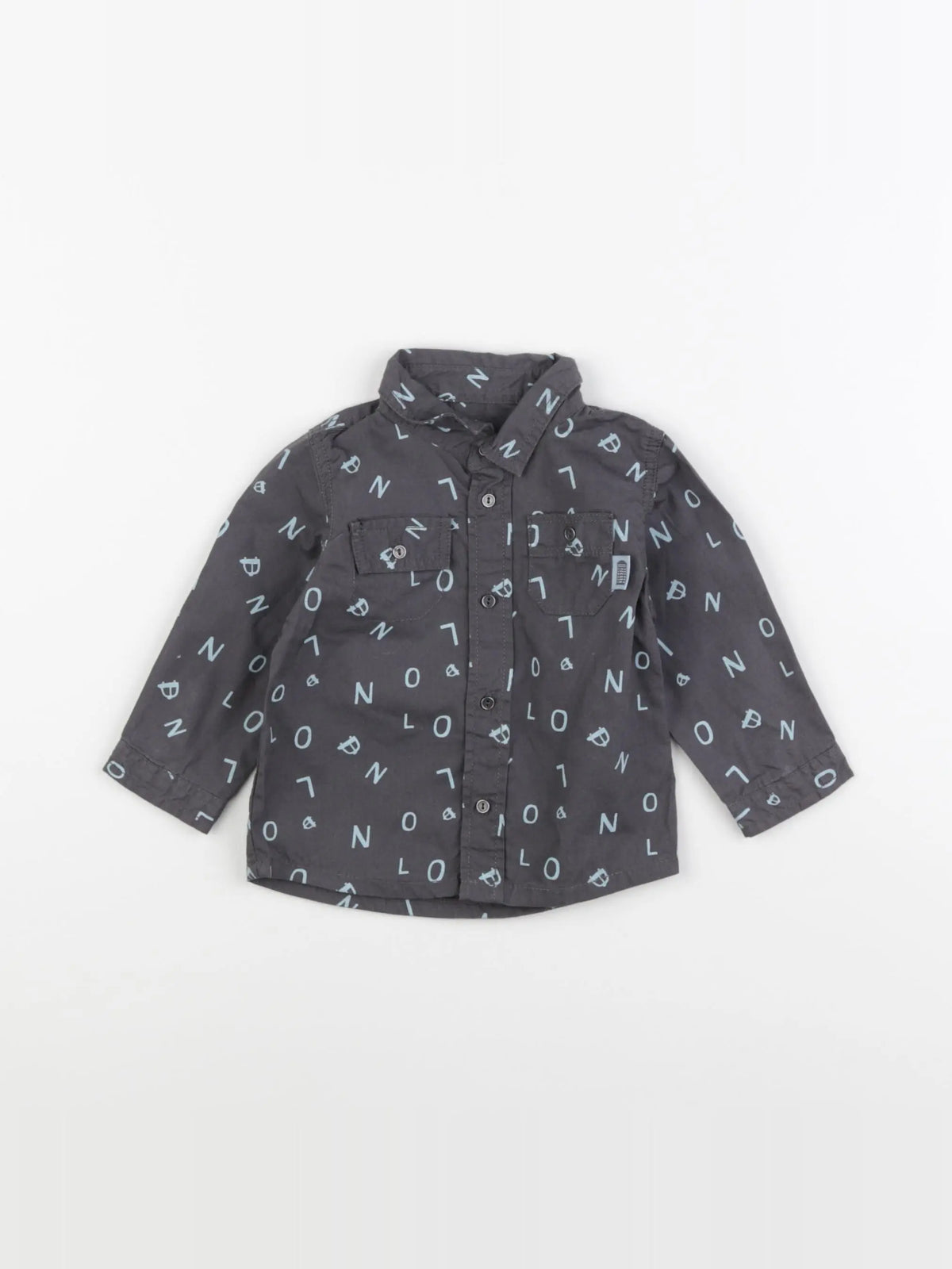 Vertbaudet - chemise marron, bleu - 6 mois