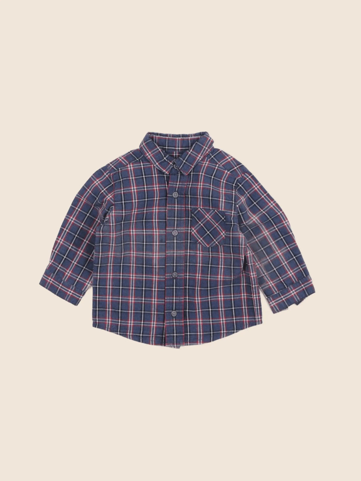 Boutchou - chemise bleu, rouge - 6 mois