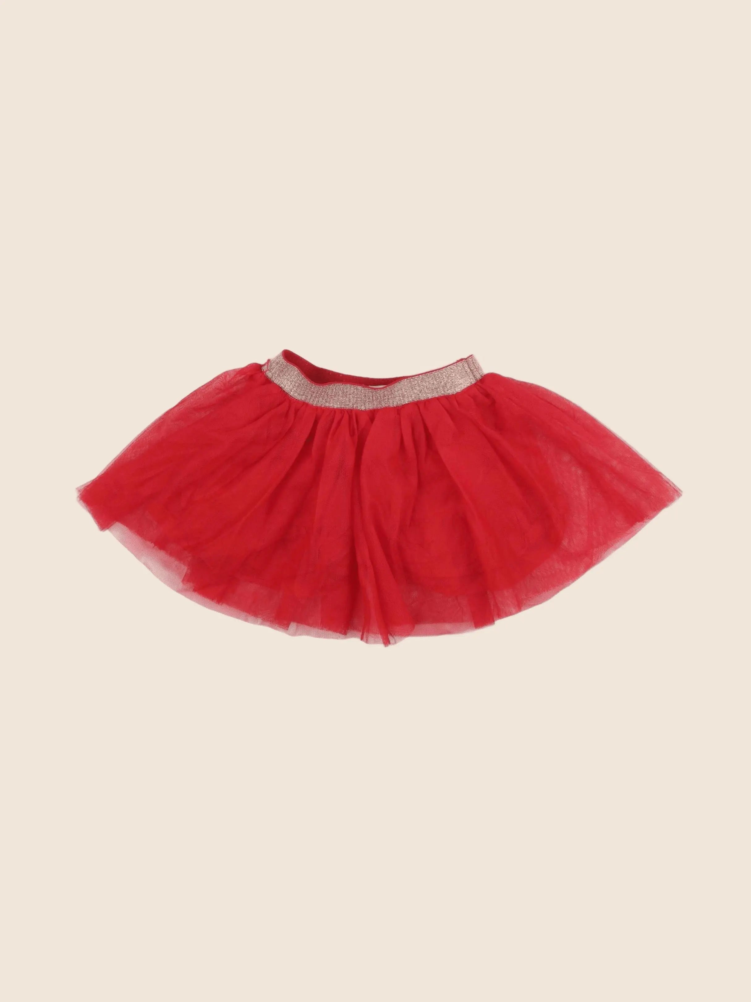 Vertbaudet - jupe rouge, or - 18 mois