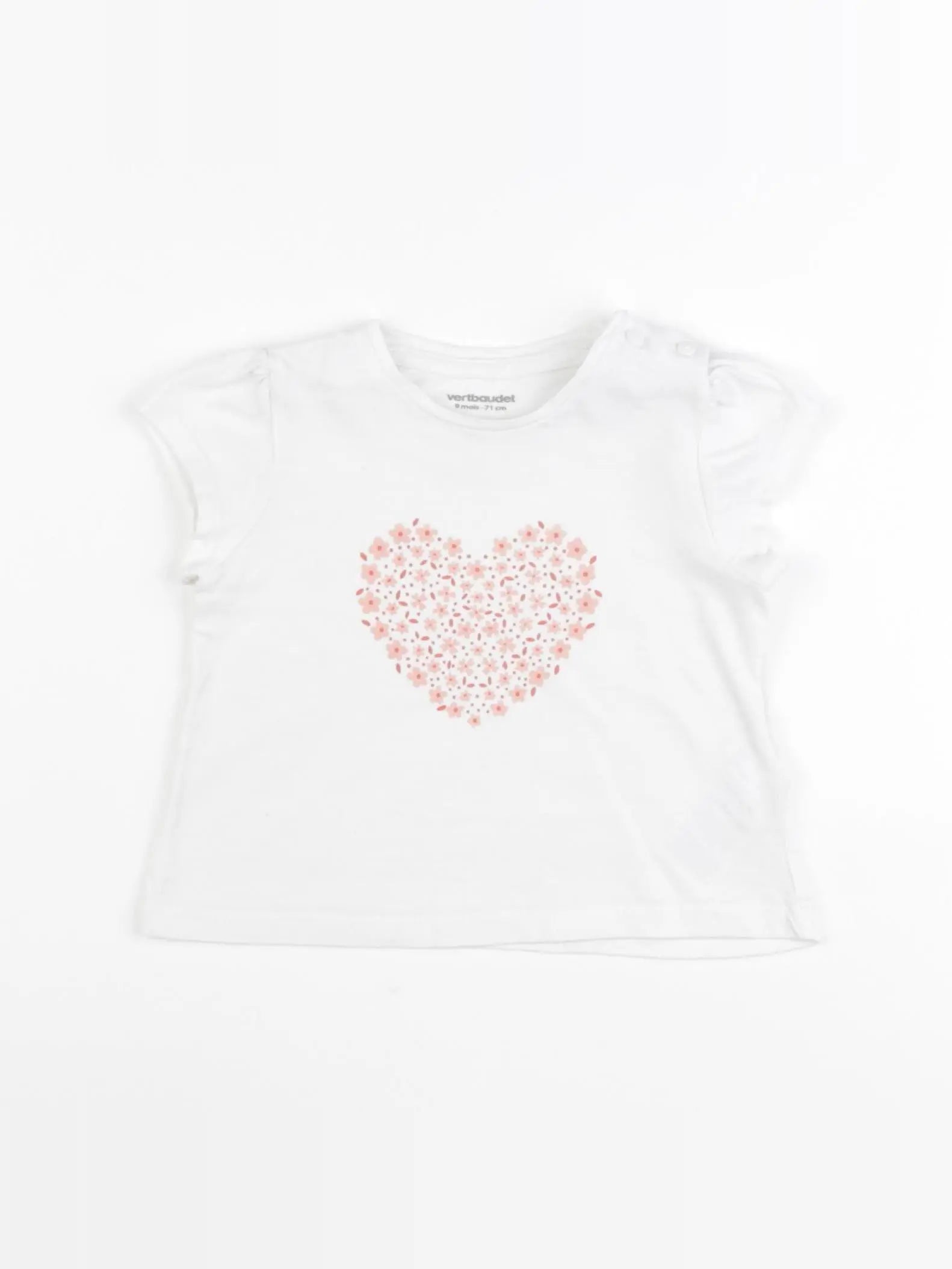 Vertbaudet - tee-shirt blanc - 9 mois