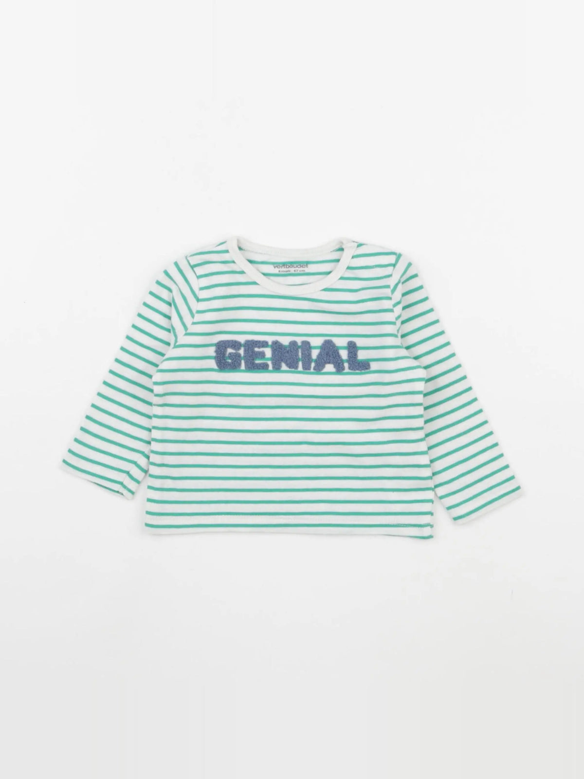 Vertbaudet - tee-shirt blanc, vert - 6 mois