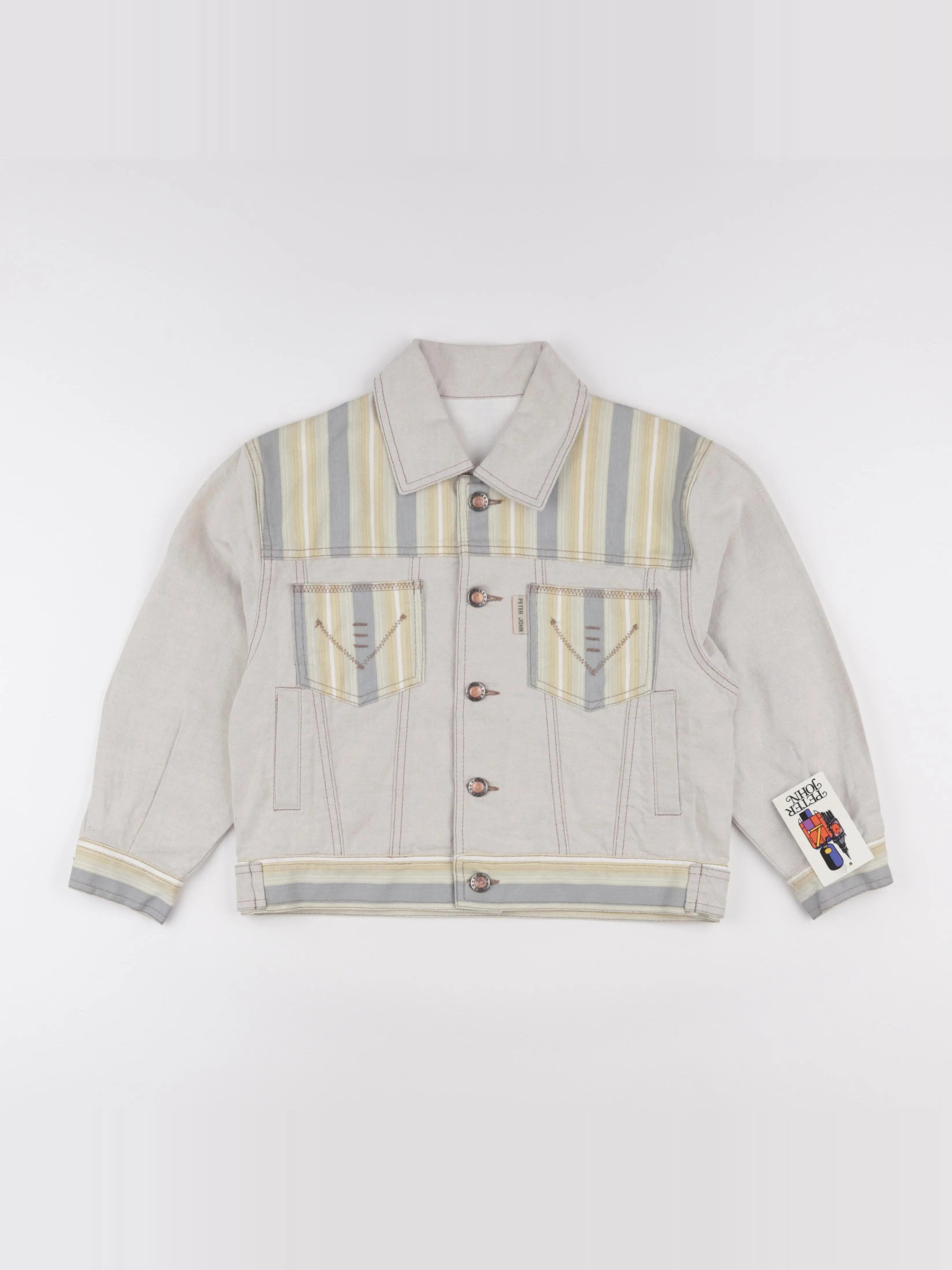 Vintage - veste beige, bleu - 8 ans