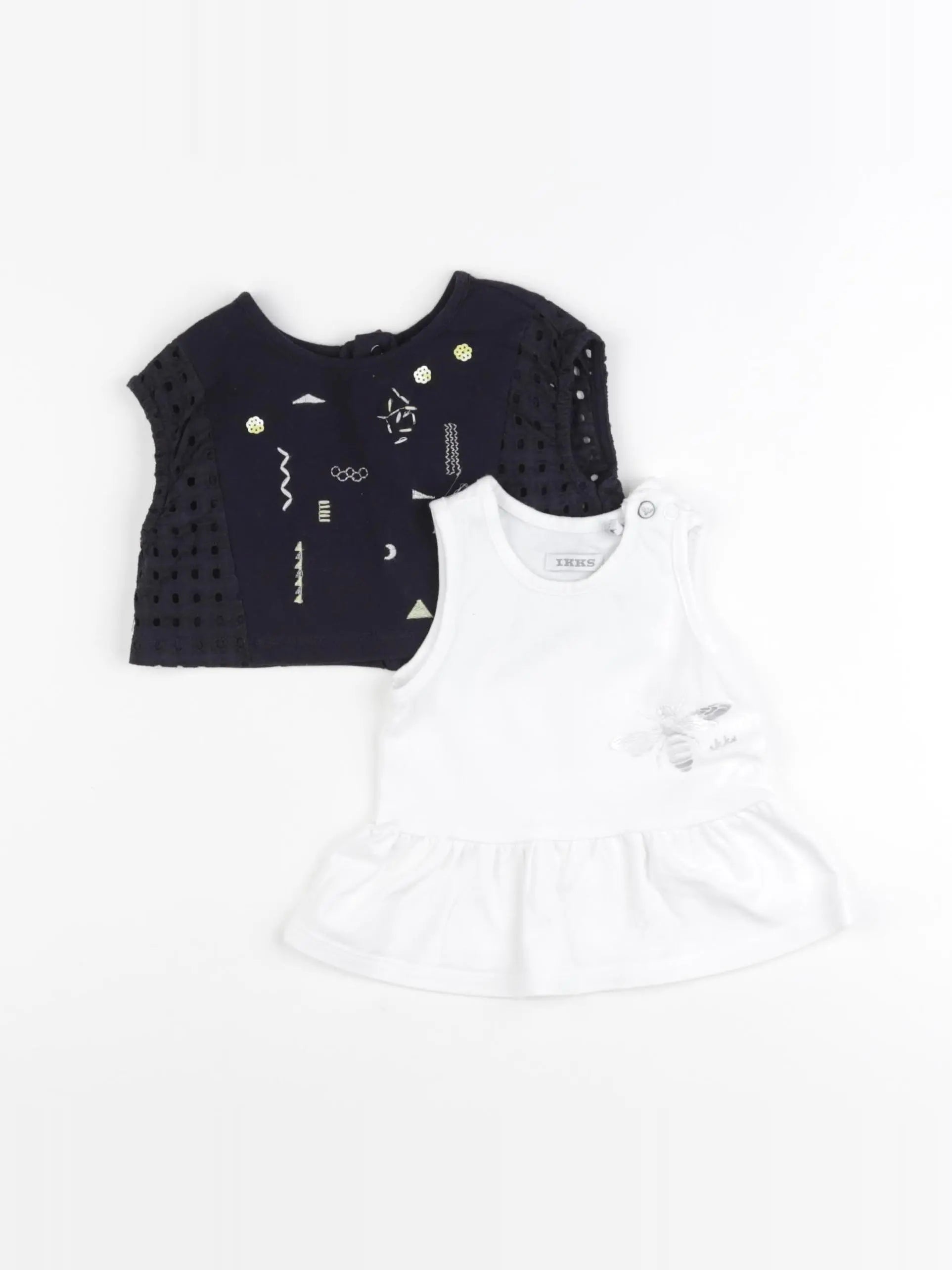 IKKS - ensemble blanc, noir - 6 mois