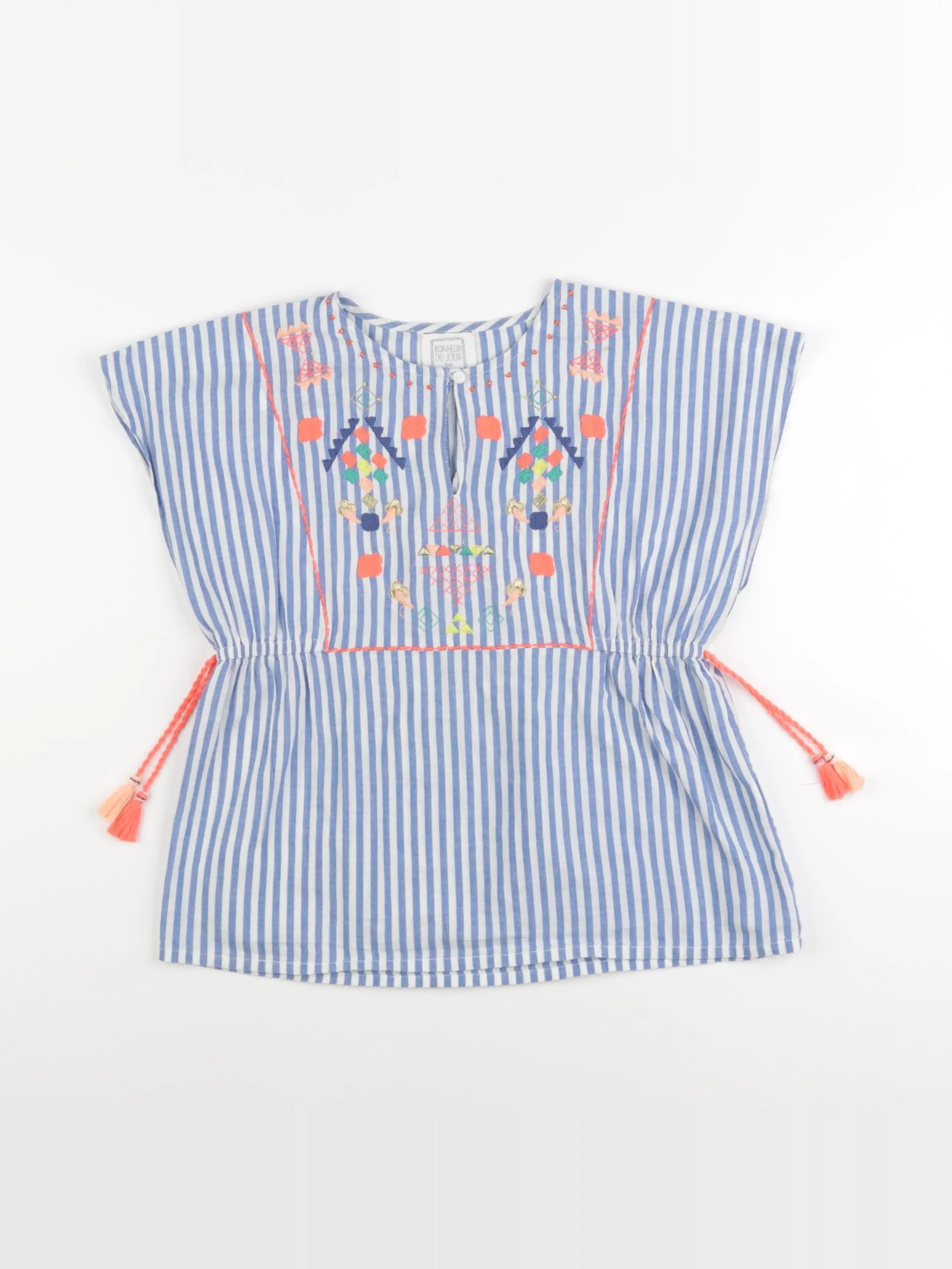 Bonheur du jour - blouse bleu, blanc - 8 ans