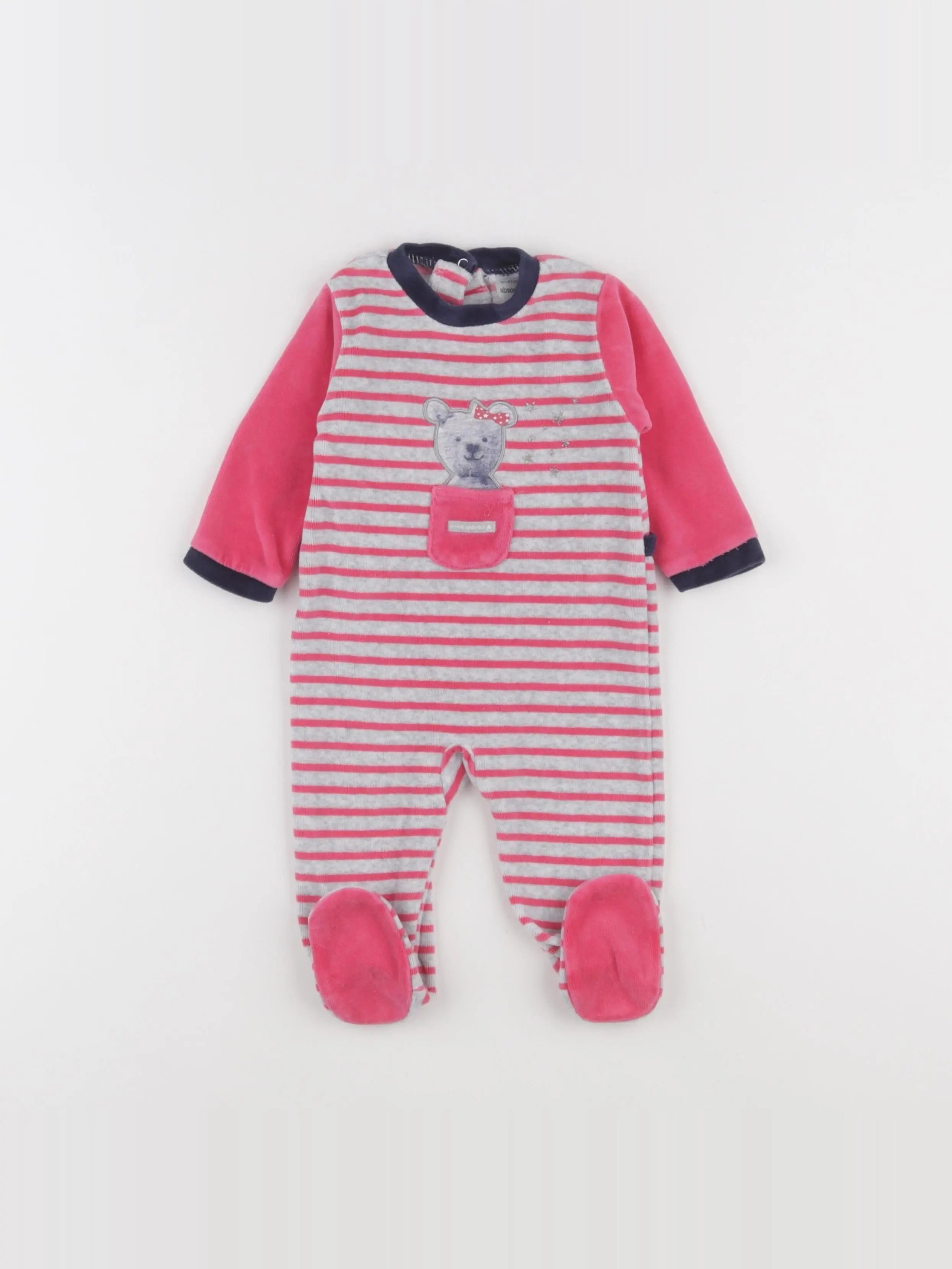 Absorba - pyjama velours gris, rose - 6 mois