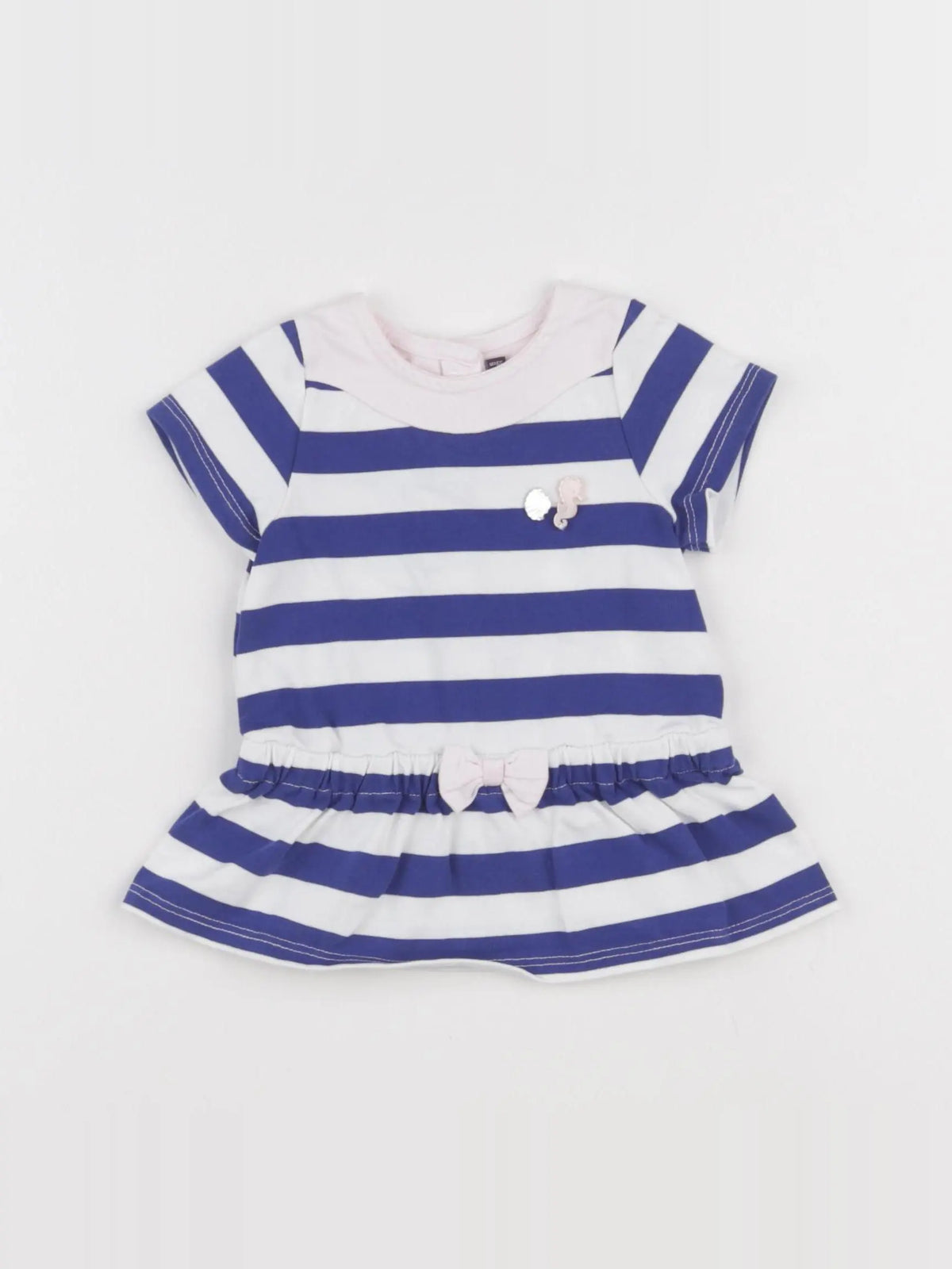 Sergent Major - robe blanc, bleu - 3 mois