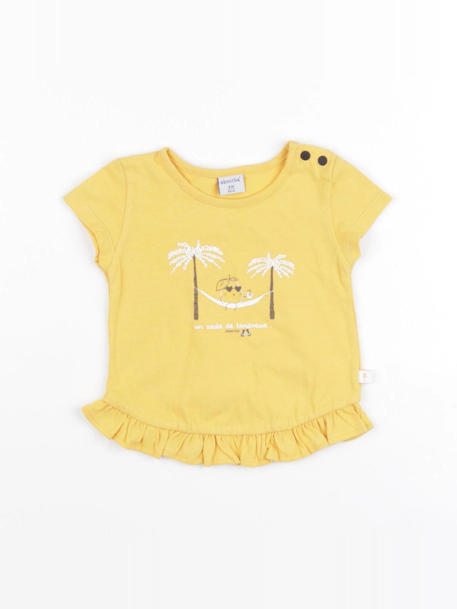 Absorba - tee-shirt jaune - 6 mois