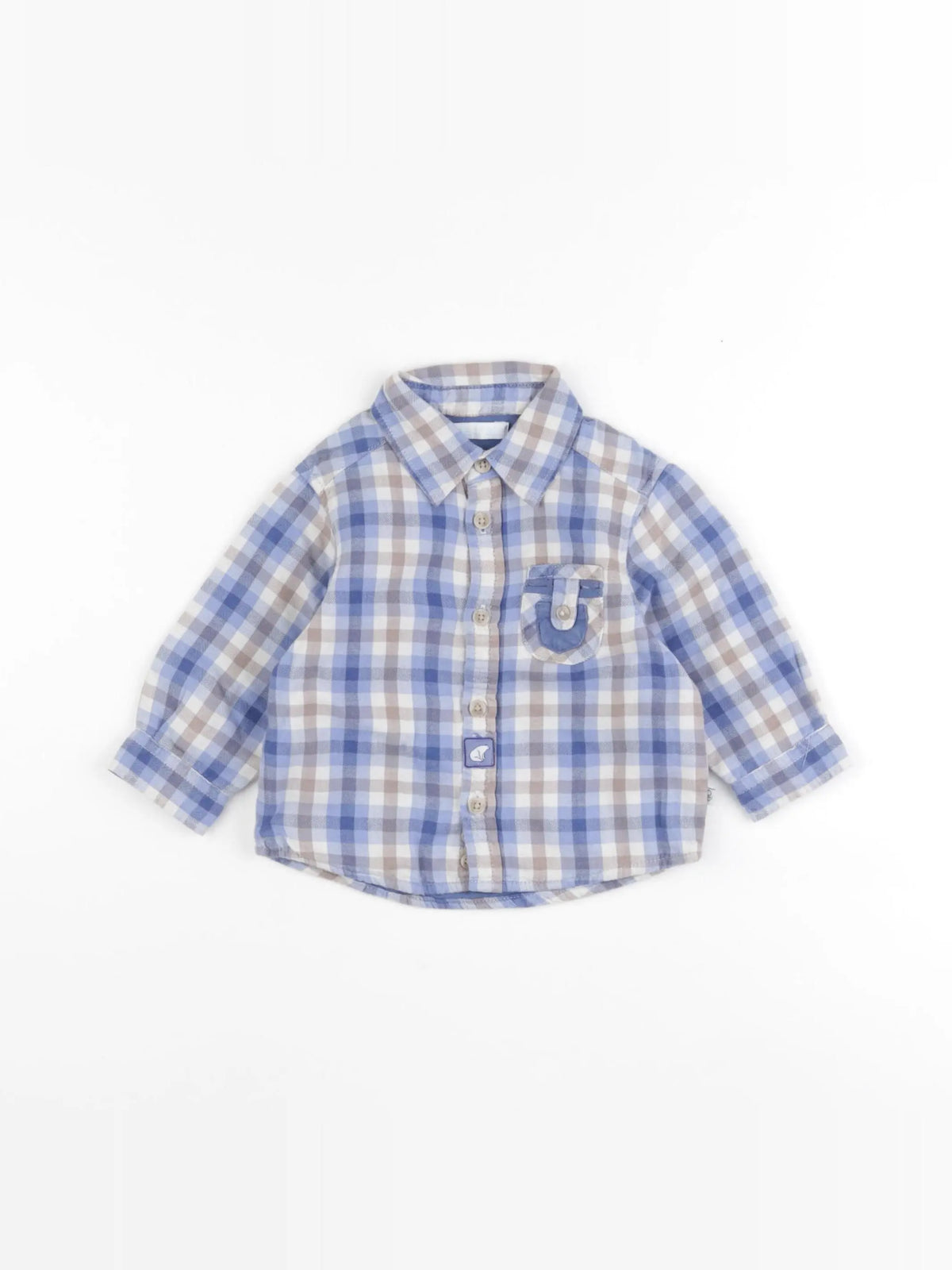 Obaïbi - chemise blanc, bleu - 6 mois