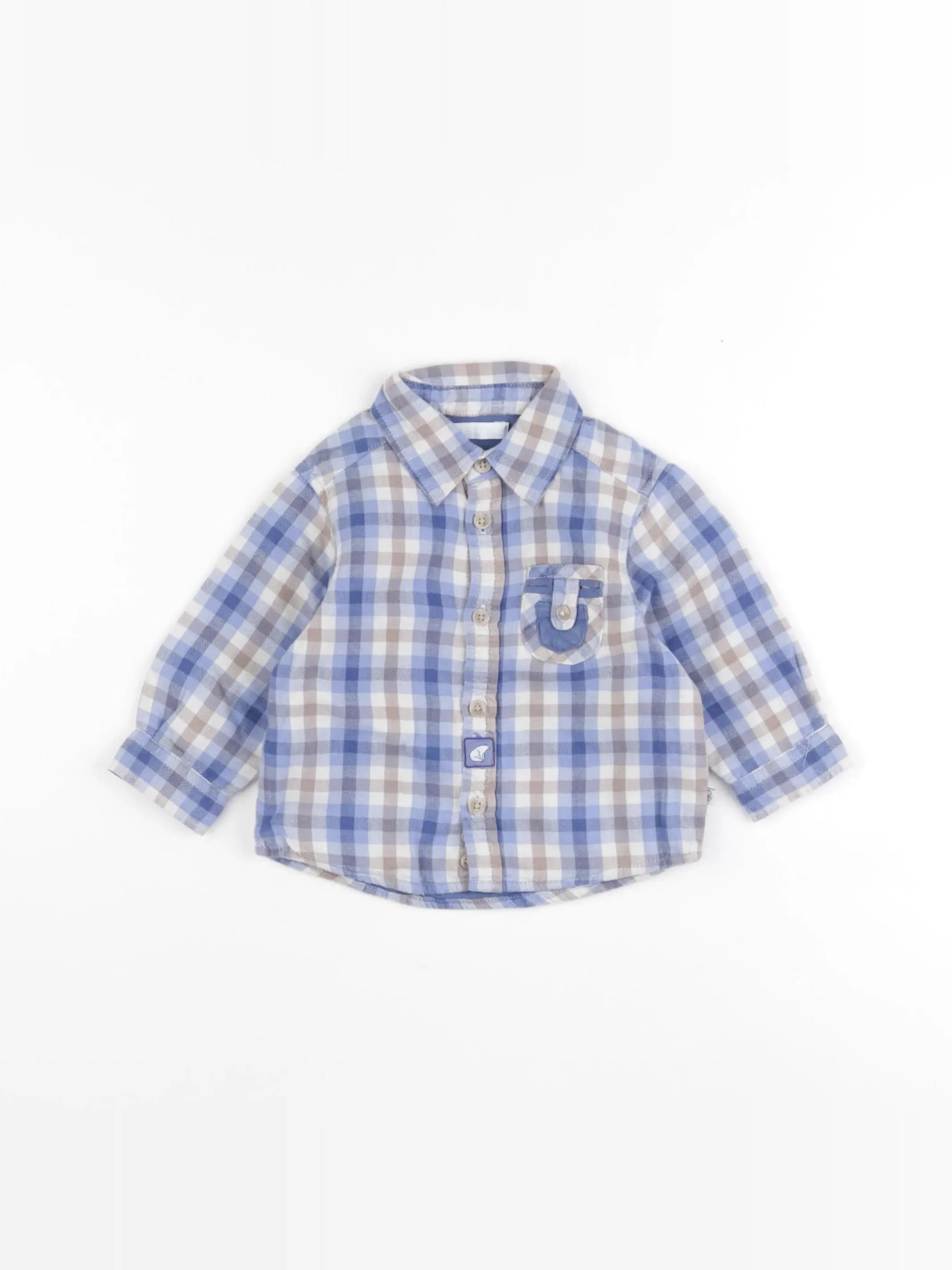 Obaïbi - chemise blanc, bleu - 6 mois