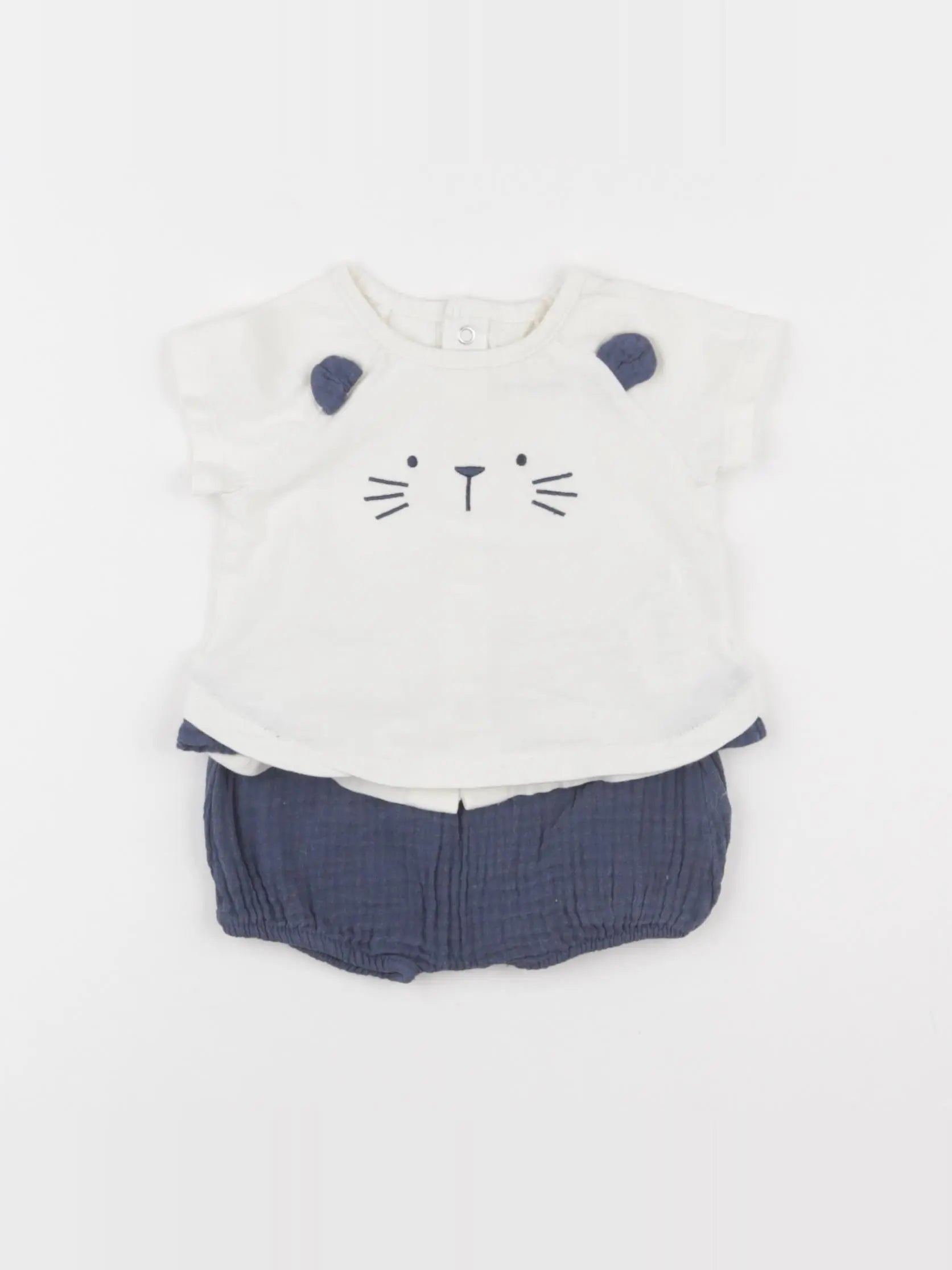 Vertbaudet - ensemble blanc, bleu - 3 mois