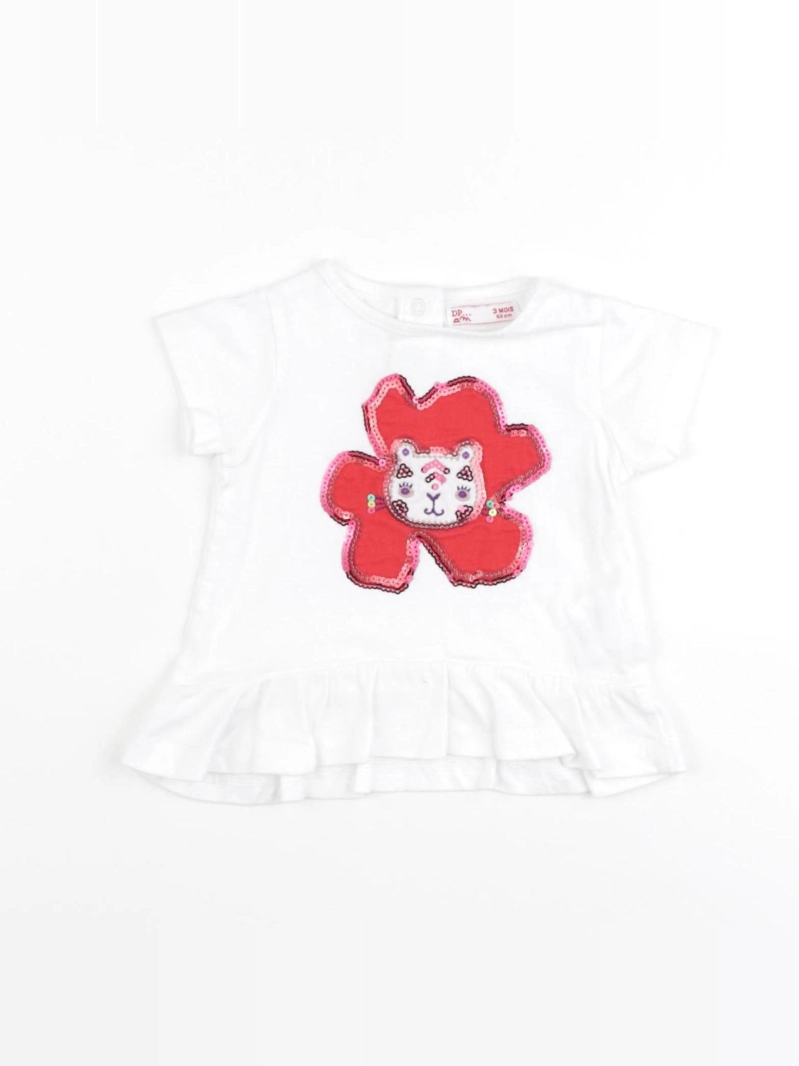 DPAM - tee-shirt blanc, rouge - 3 mois