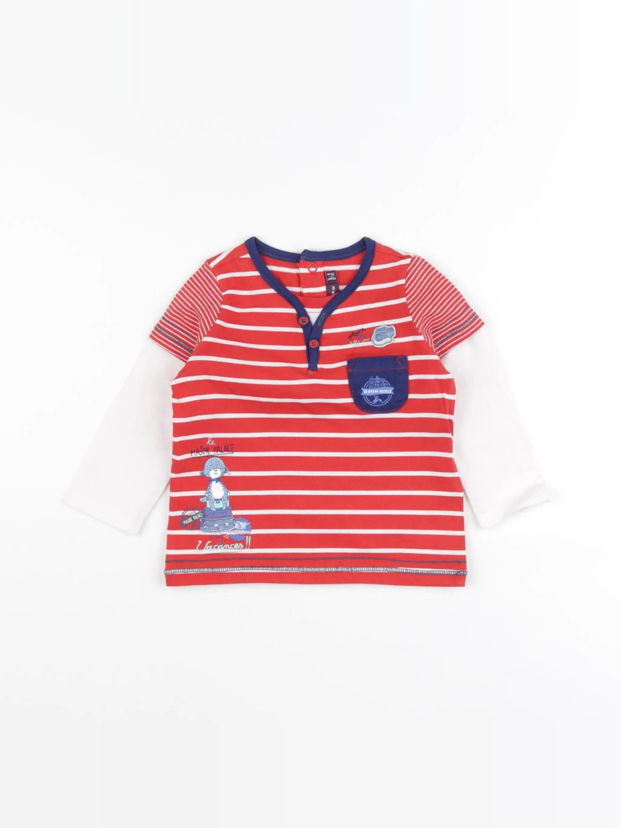 Sergent Major - tee-shirt rouge, blanc - 12 mois