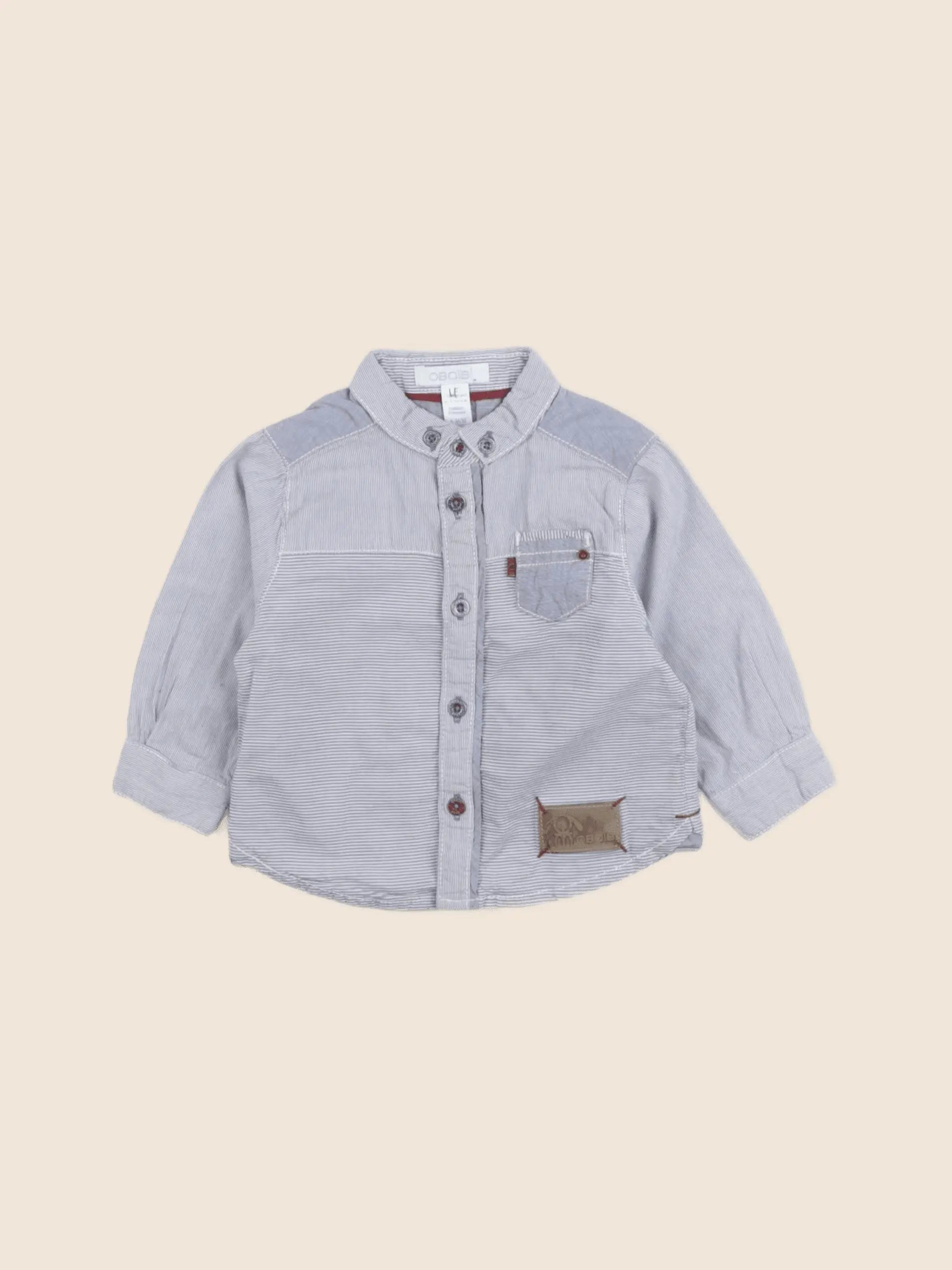 Obaïbi - chemise bleu - 6 mois